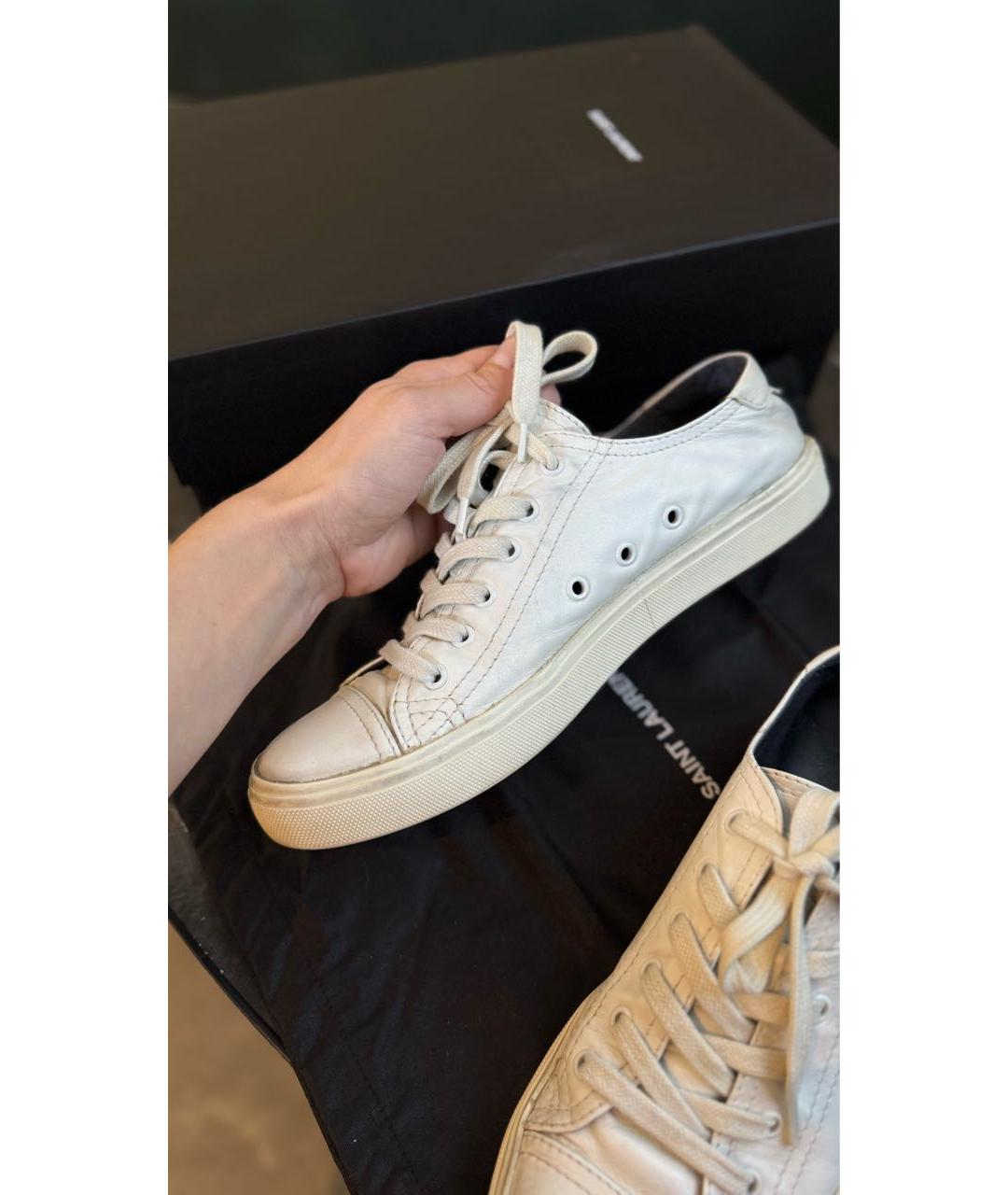 SAINT LAURENT Белые кожаные кеды, фото 4