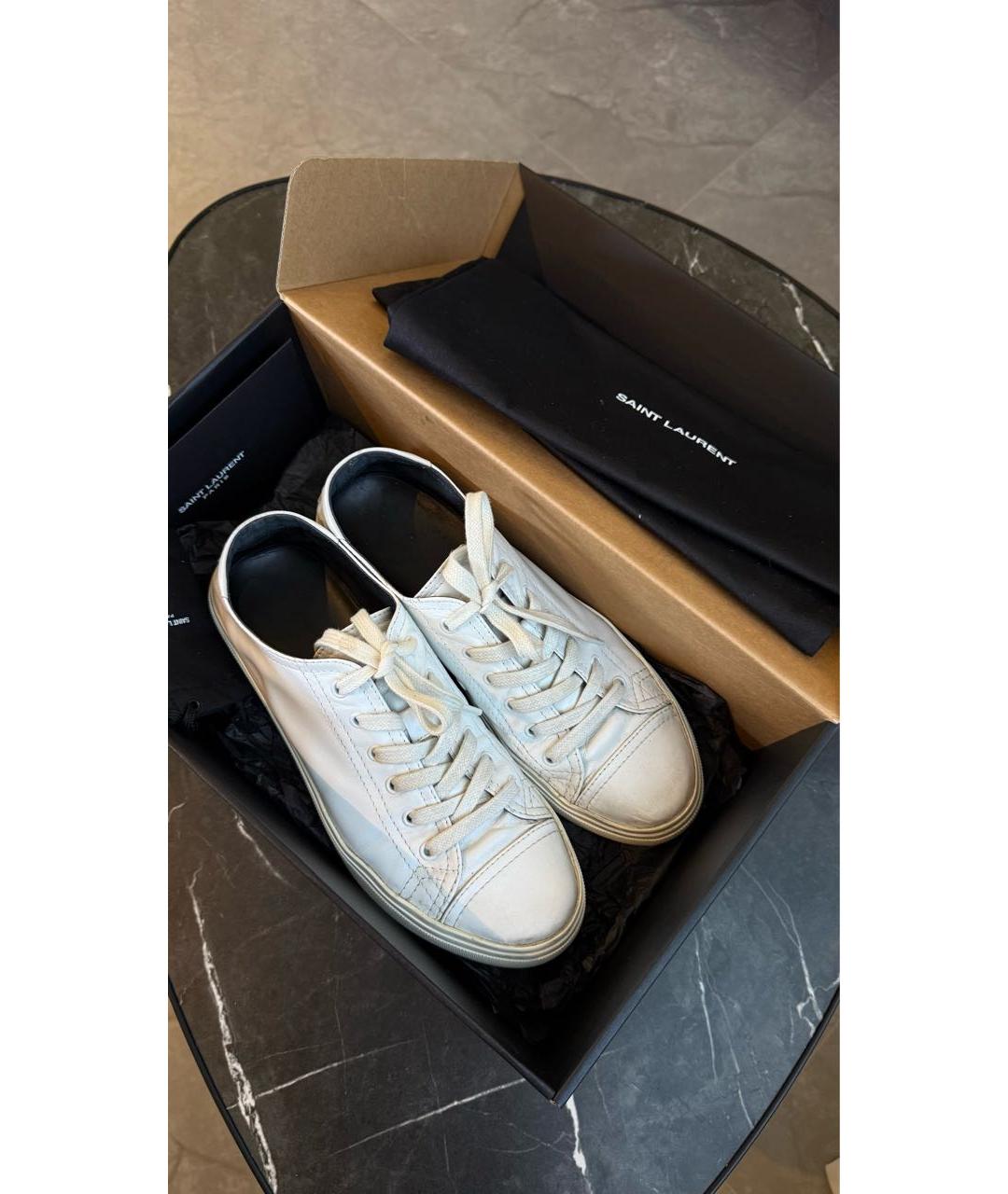 SAINT LAURENT Белые кожаные кеды, фото 2