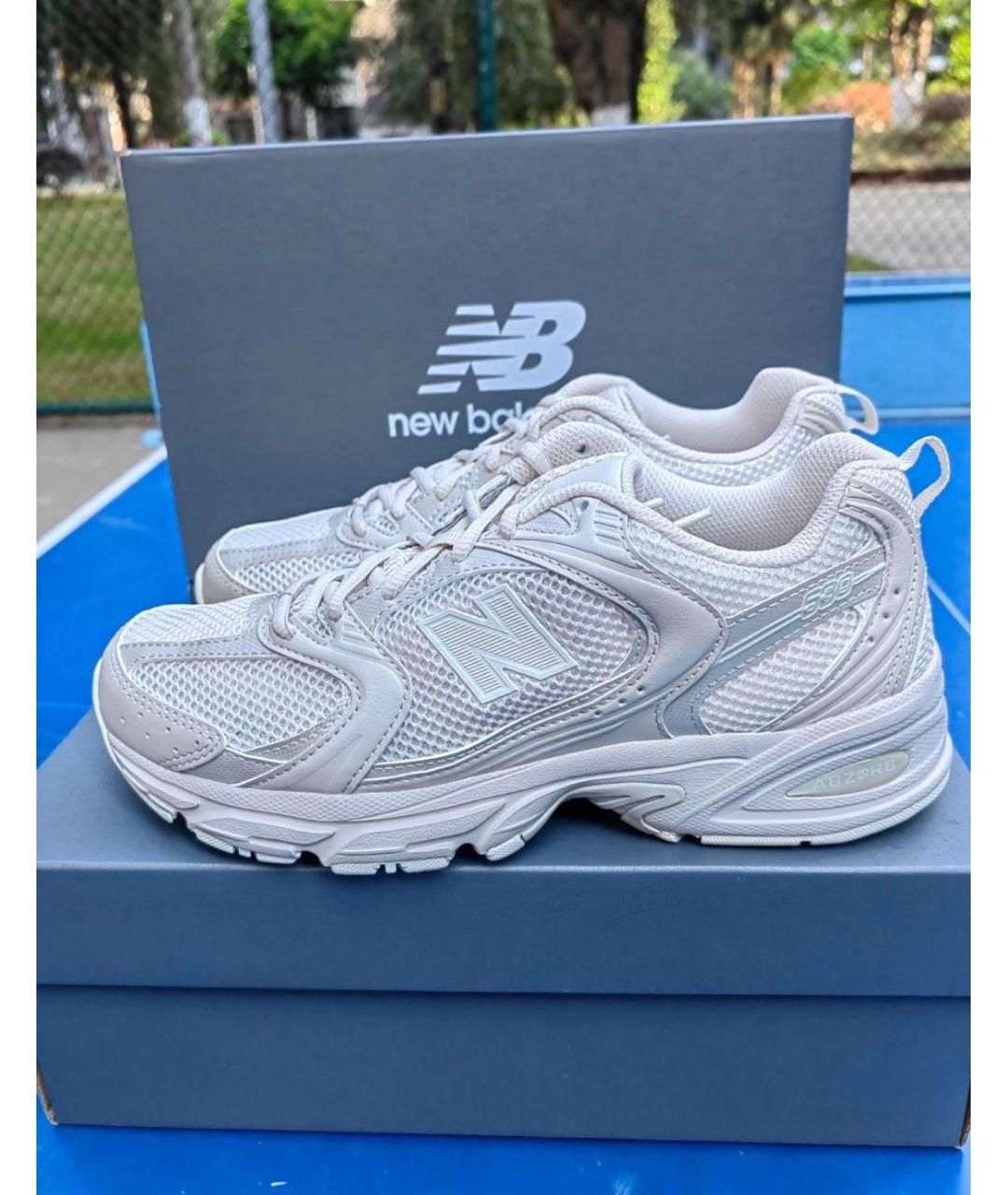 NEW BALANCE Бежевые текстильные низкие кроссовки / кеды, фото 3