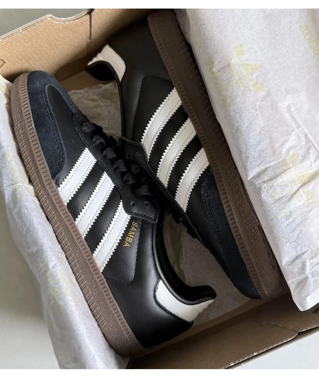 ADIDAS Черные кожаные кеды, фото 3