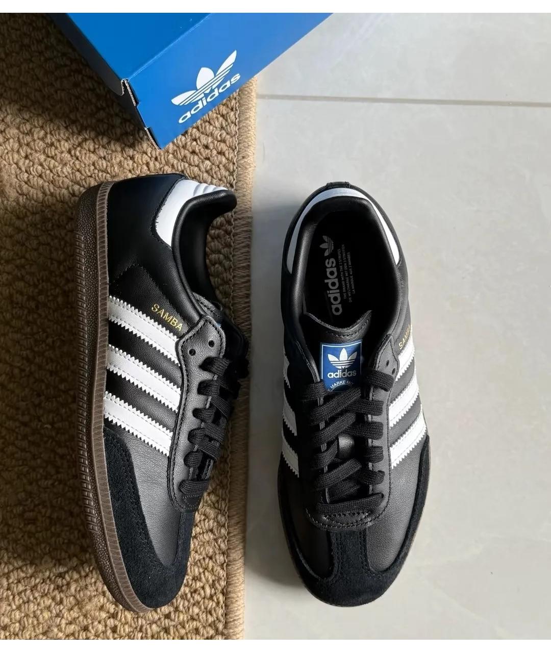 ADIDAS Черные кожаные кеды, фото 2