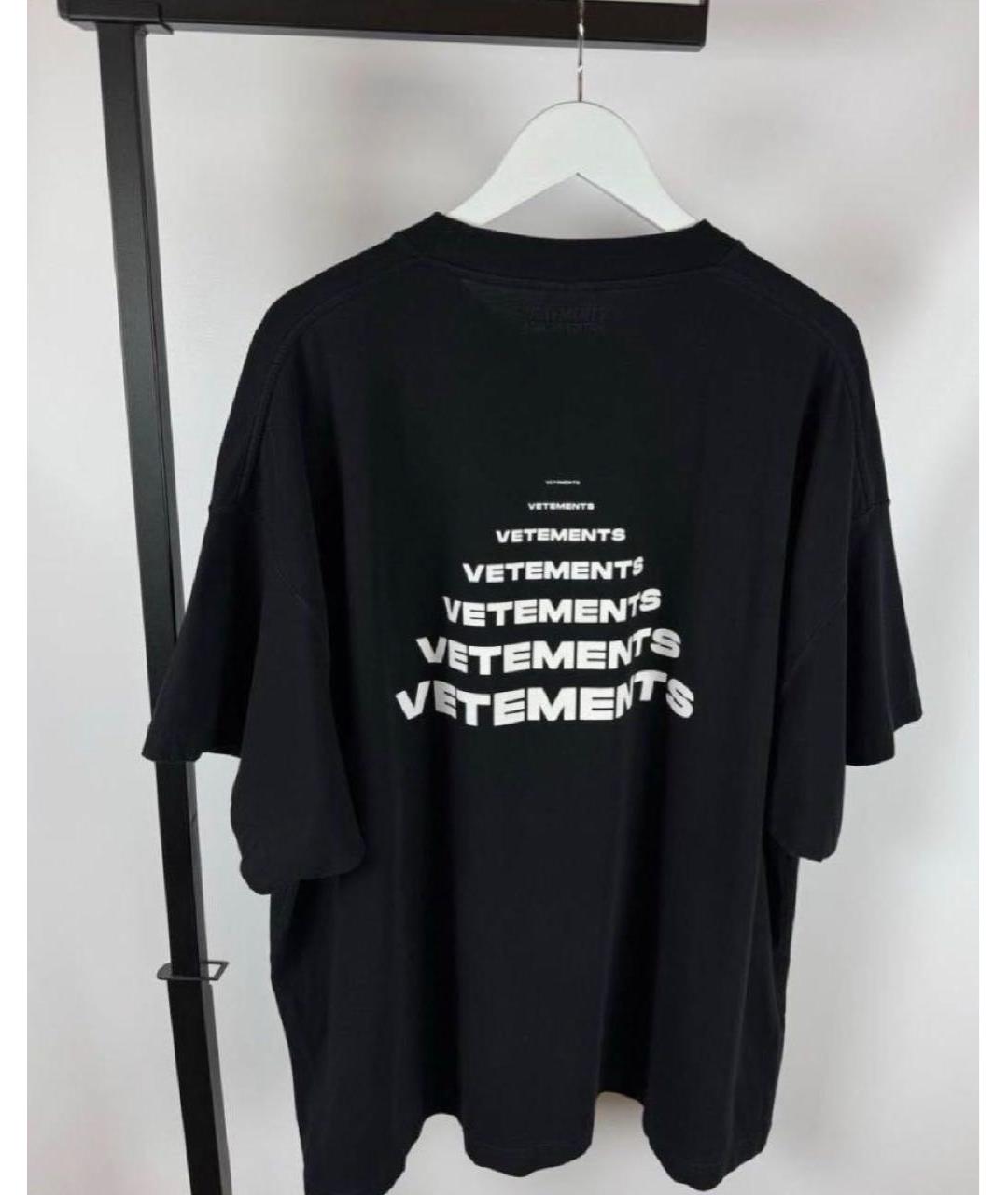 VETEMENTS Черная хлопковая футболка, фото 4
