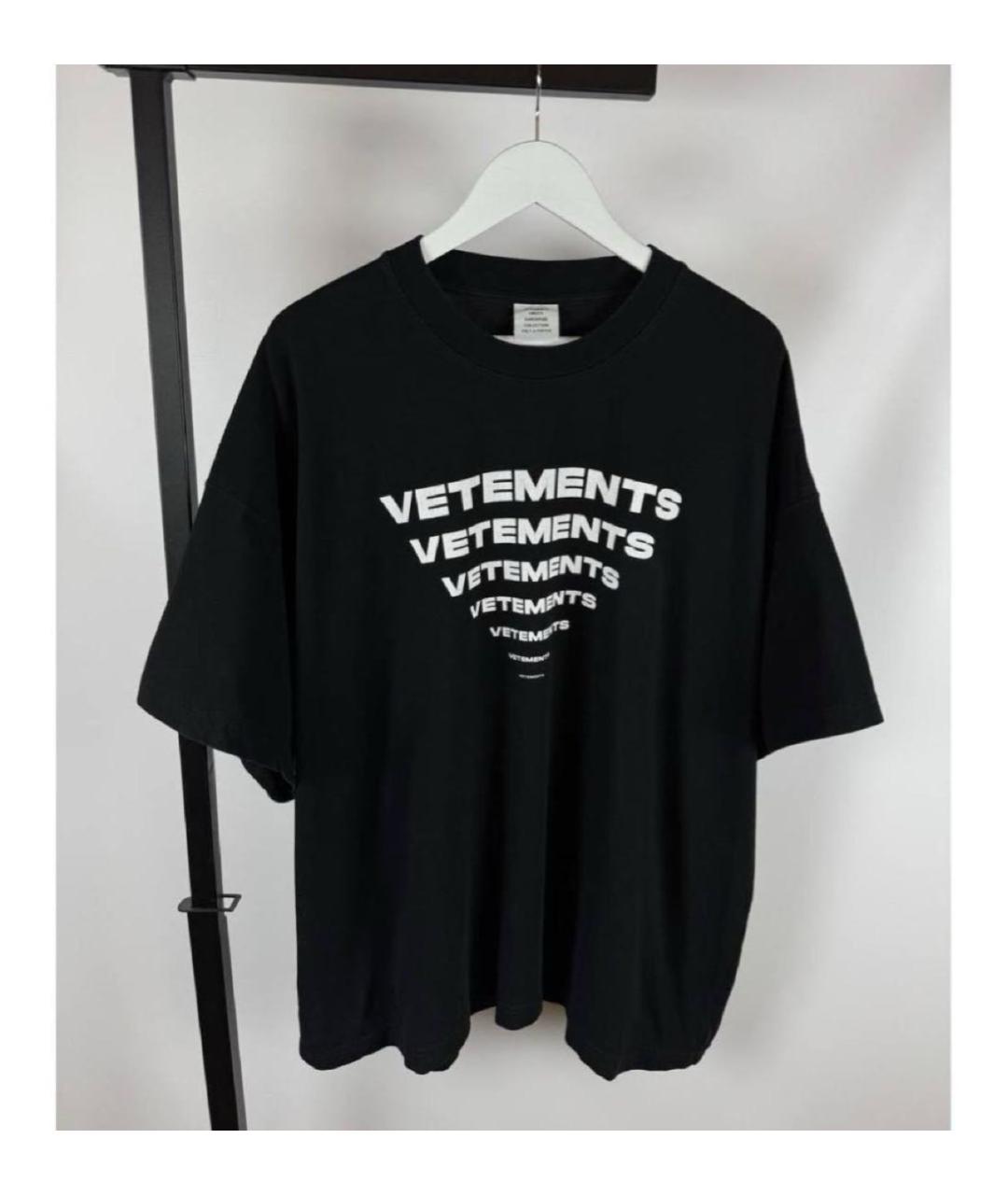 VETEMENTS Черная хлопковая футболка, фото 3