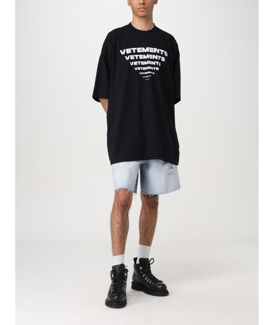 VETEMENTS Черная хлопковая футболка, фото 2