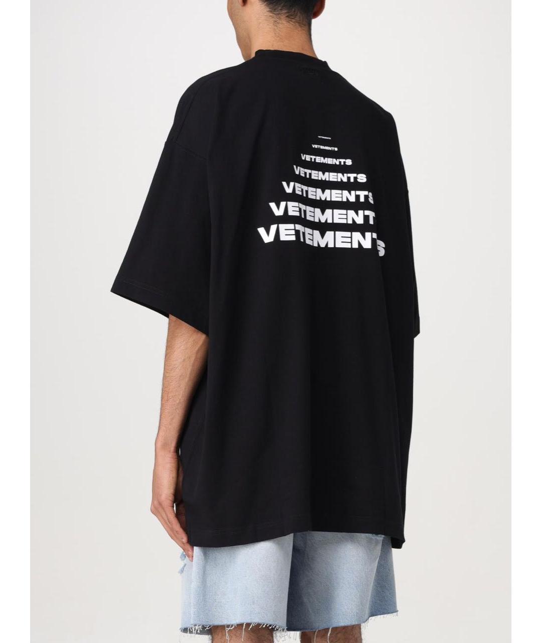 VETEMENTS Черная хлопковая футболка, фото 6