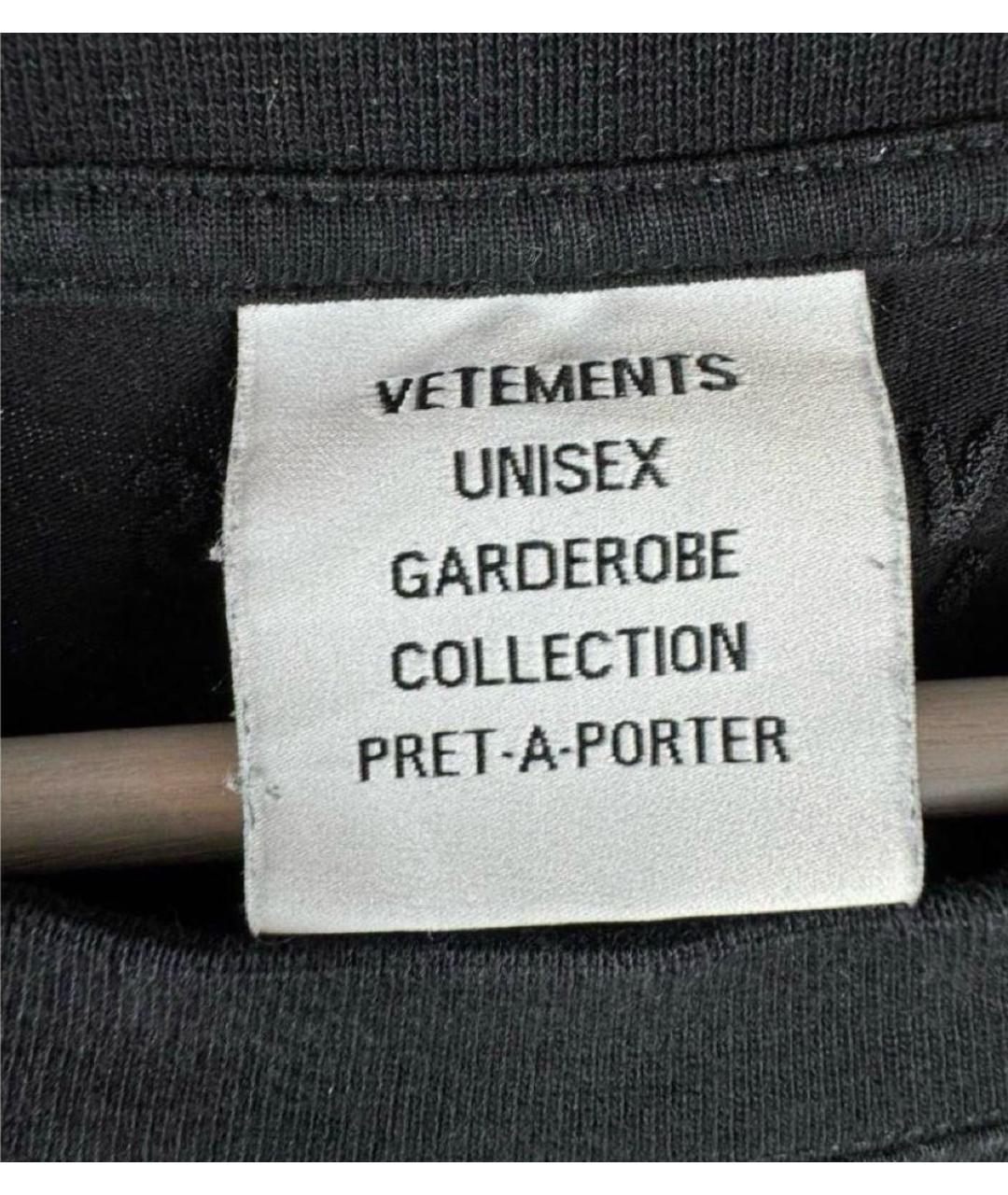 VETEMENTS Черная хлопковая футболка, фото 5