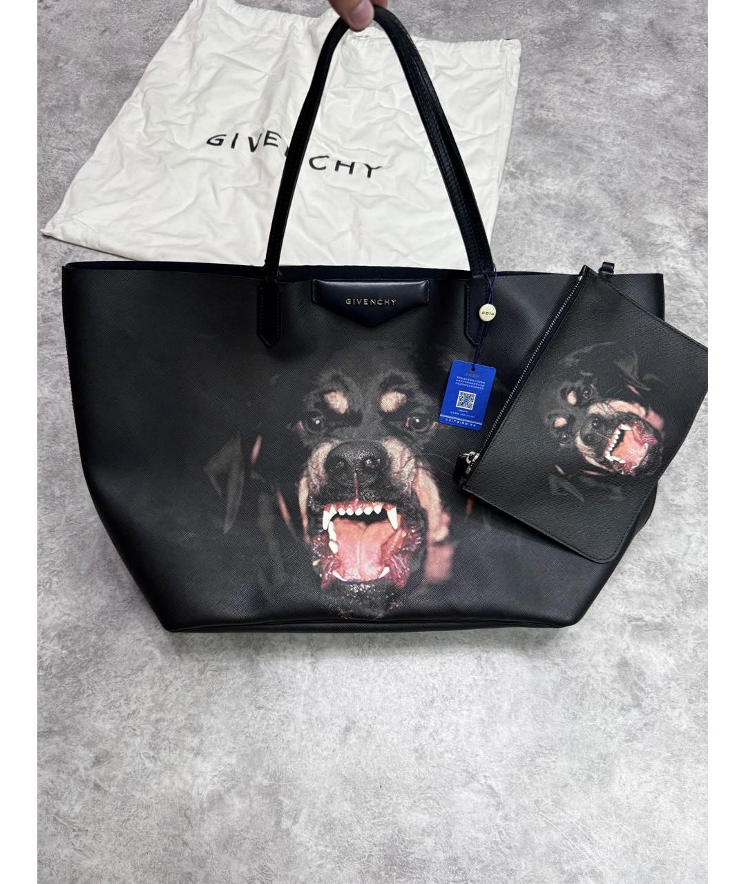 GIVENCHY Черная кожаная сумка тоут, фото 6
