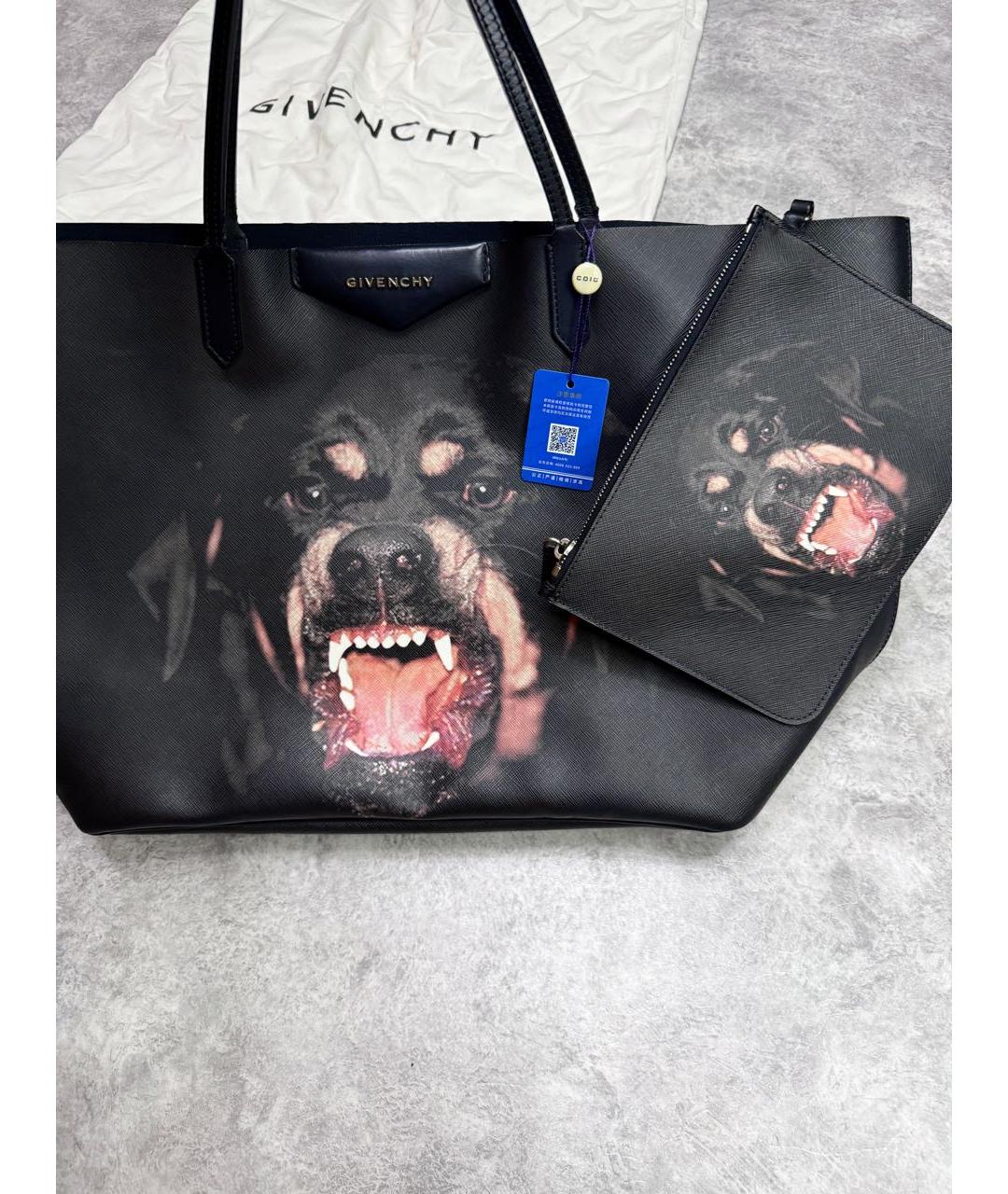 GIVENCHY Черная кожаная сумка тоут, фото 2