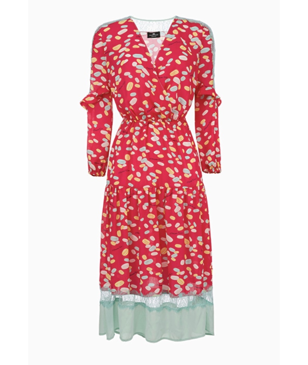 ELISABETTA FRANCHI Красное синтетическое повседневное платье, фото 2