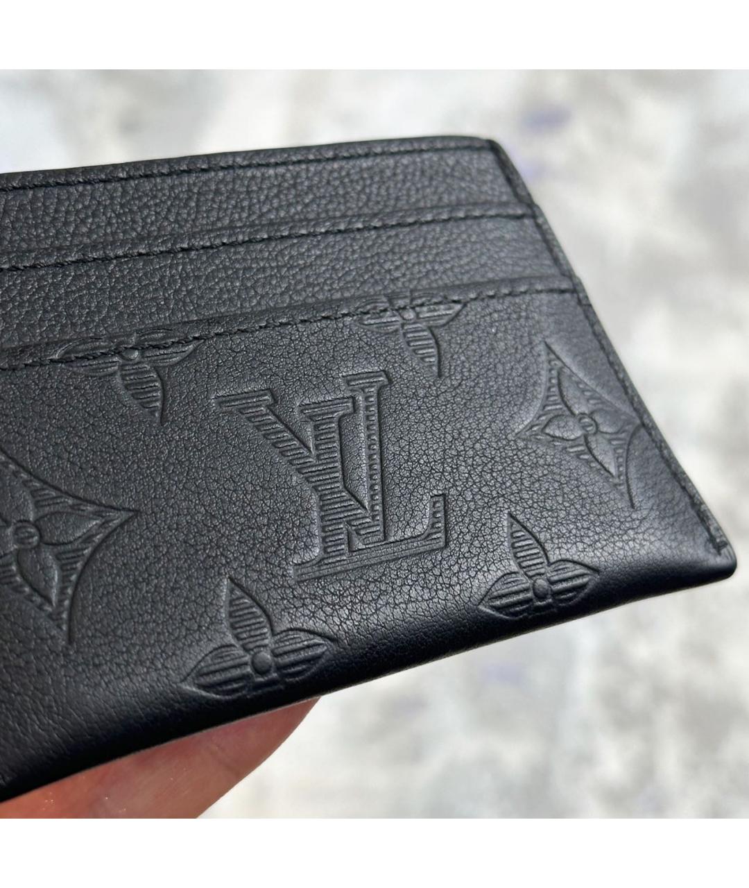 LOUIS VUITTON Черный кожаный кардхолдер, фото 5
