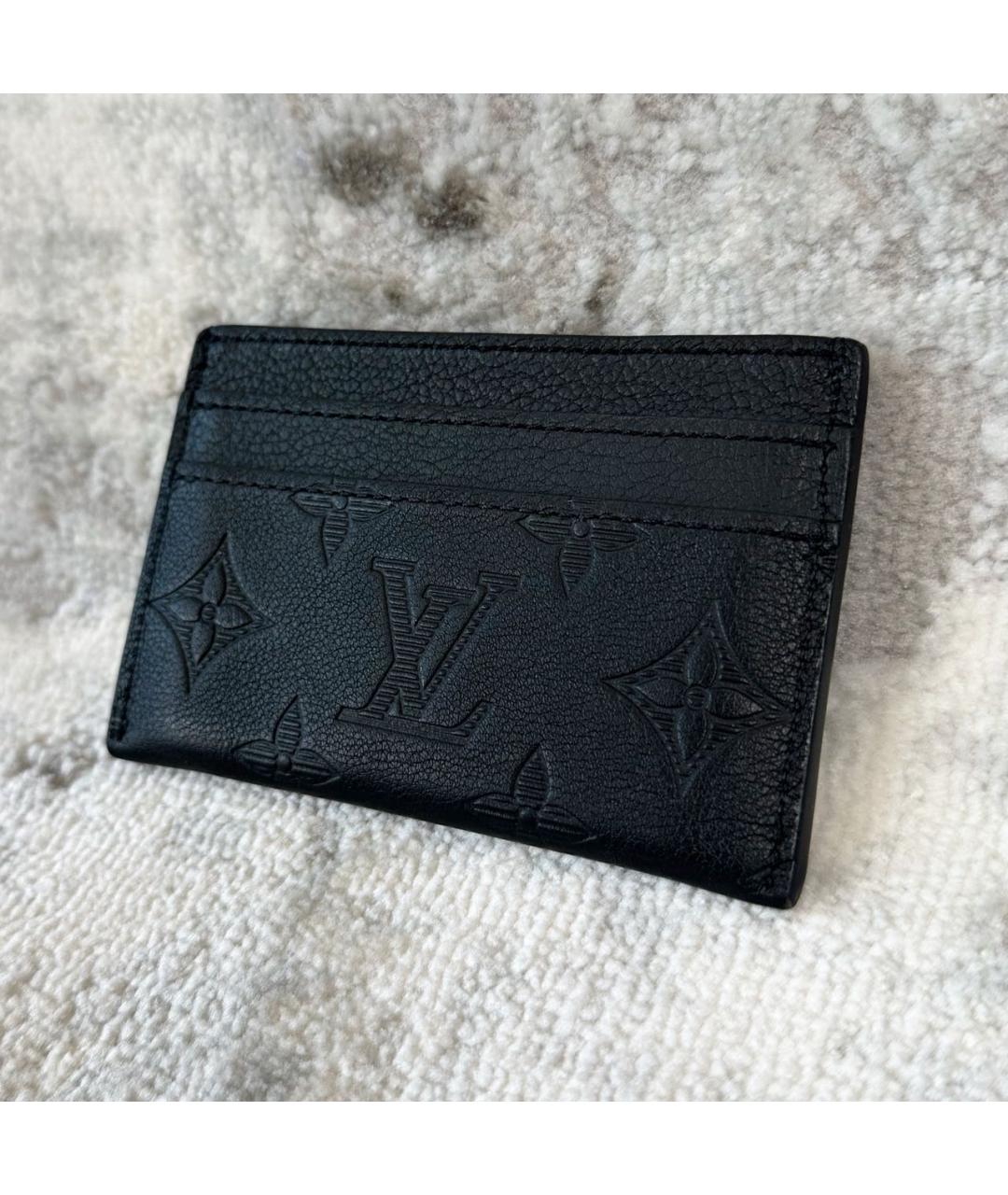 LOUIS VUITTON Черный кожаный кардхолдер, фото 4