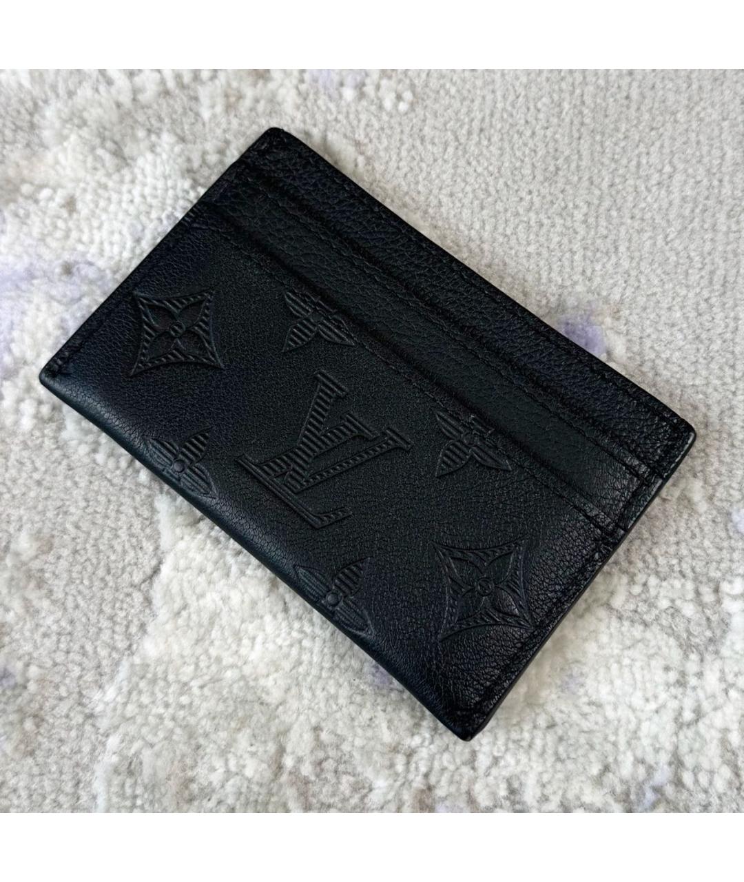 LOUIS VUITTON Черный кожаный кардхолдер, фото 3