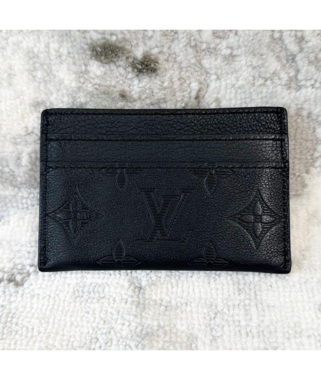 LOUIS VUITTON Черный кожаный кардхолдер, фото 2