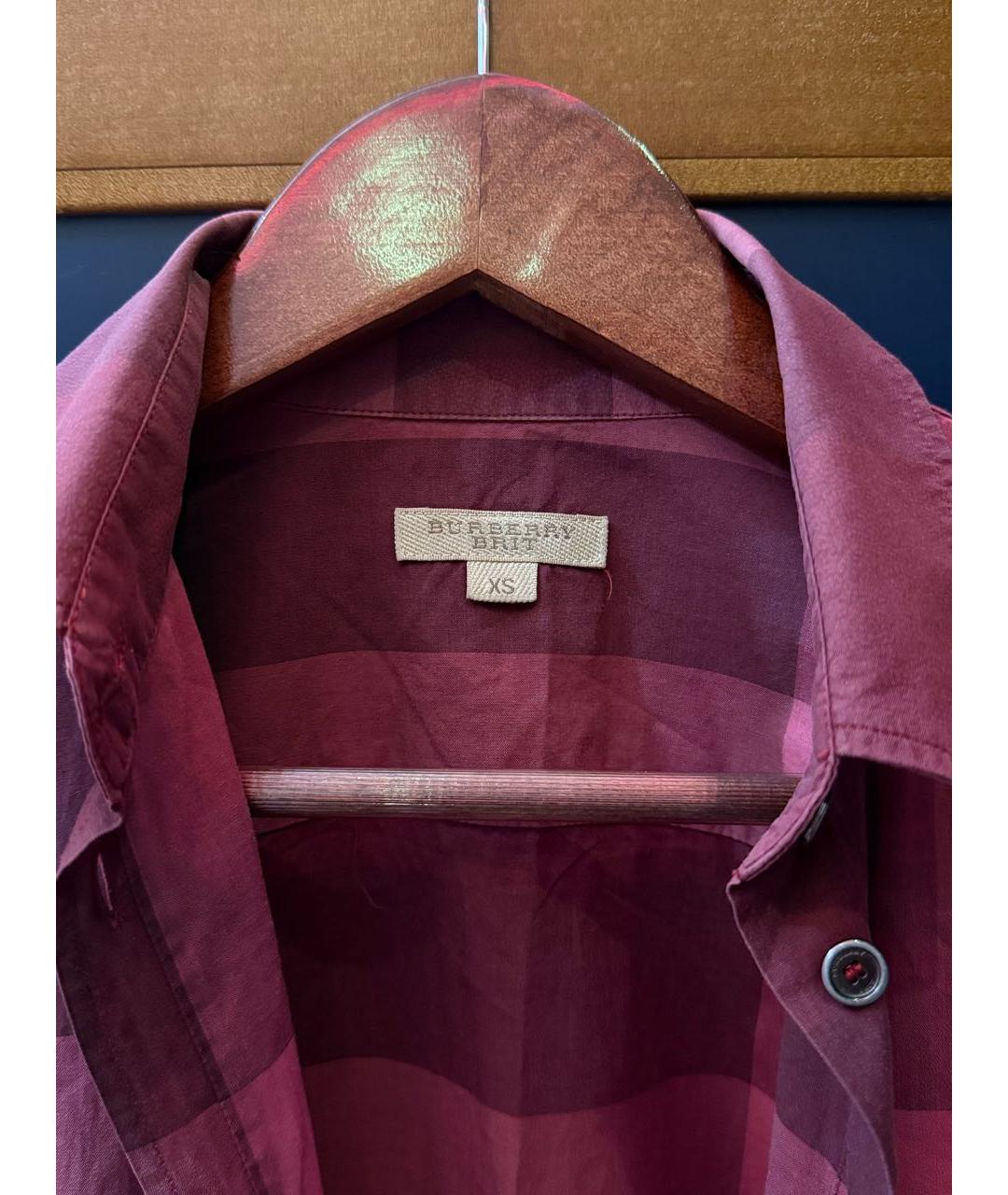 BURBERRY Бордовая хлопковая рубашка, фото 3