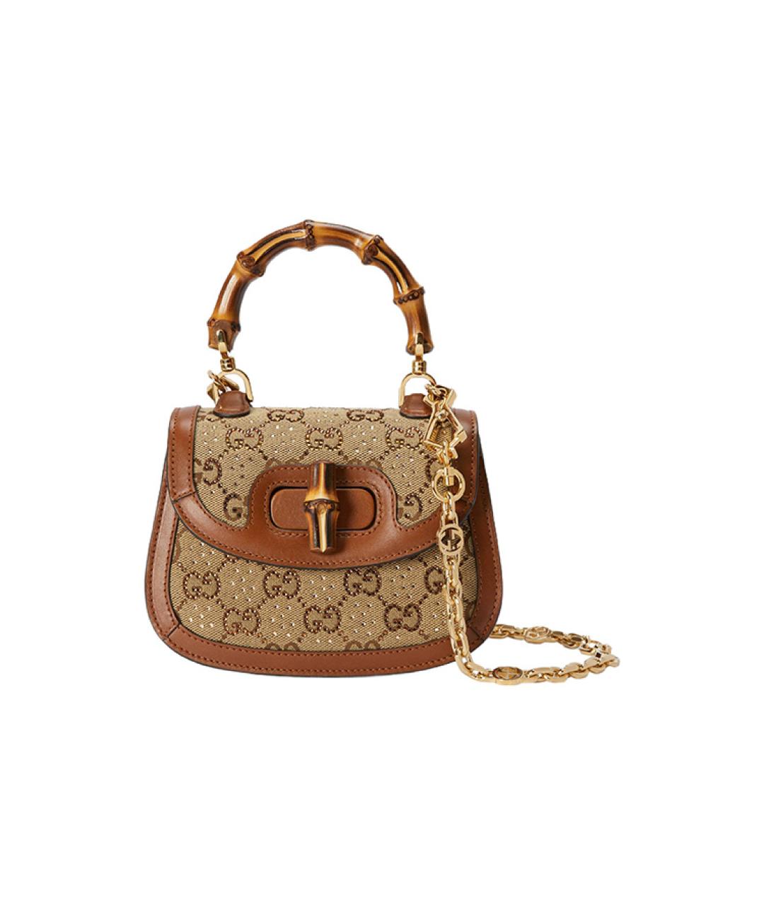 GUCCI Бежевая жаккардовая сумка через плечо, фото 1