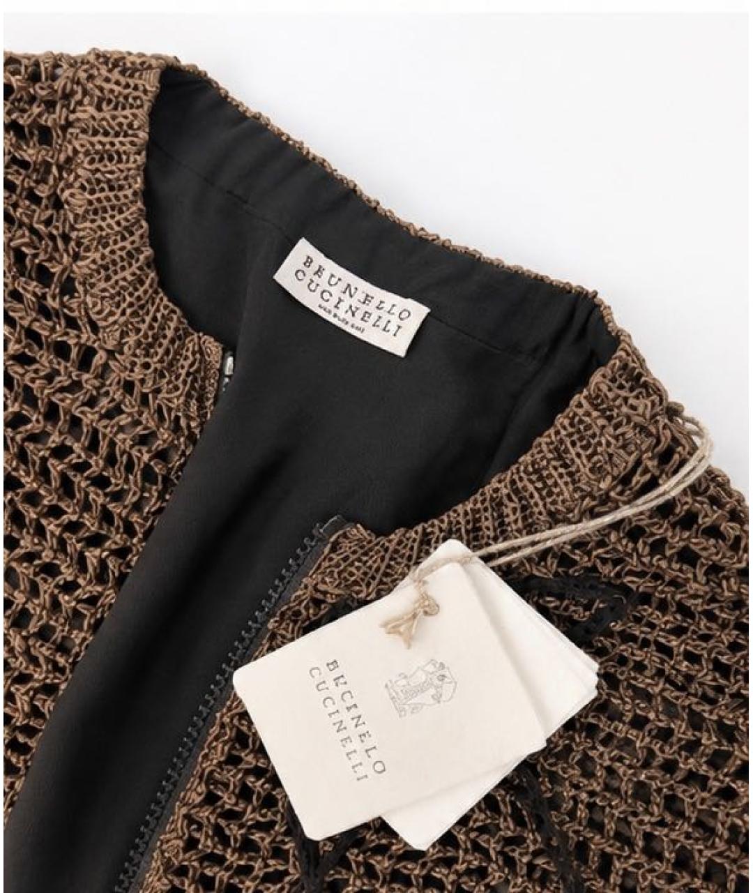 BRUNELLO CUCINELLI Коричневая полиуретановая куртка, фото 7