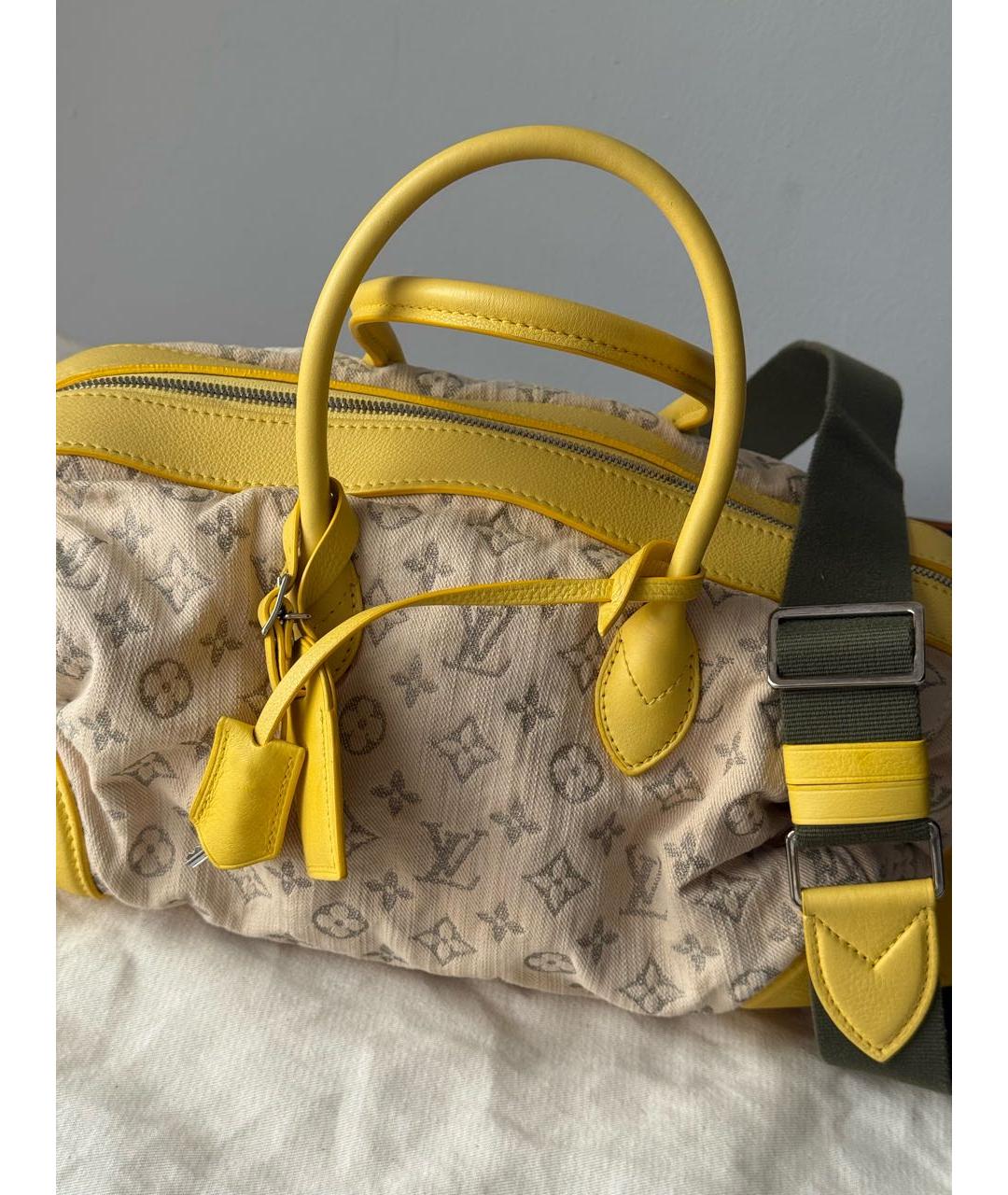 LOUIS VUITTON Желтая хлопковая сумка через плечо, фото 2