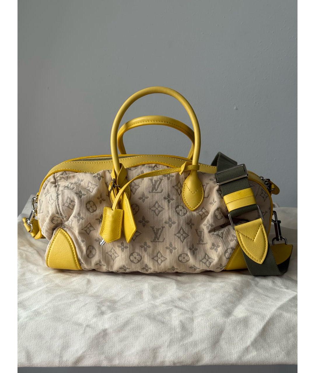 LOUIS VUITTON Желтая хлопковая сумка через плечо, фото 9
