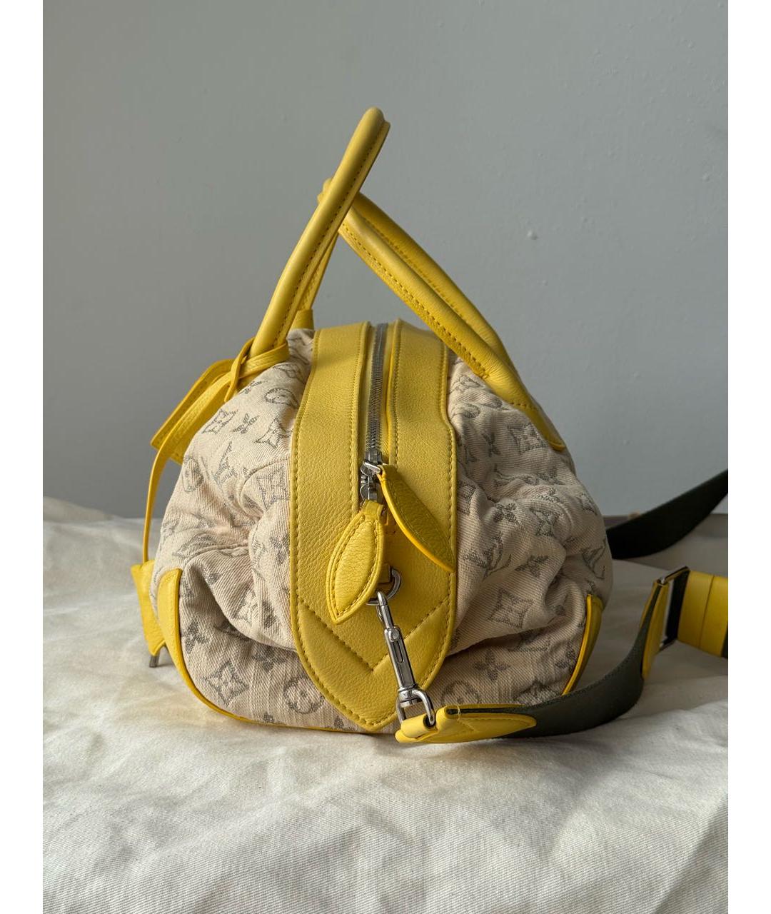 LOUIS VUITTON Желтая хлопковая сумка через плечо, фото 3
