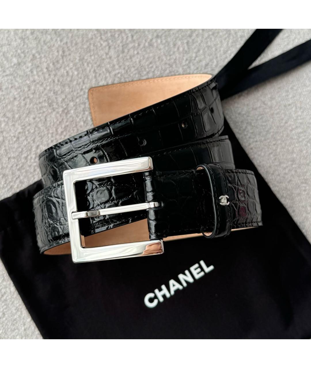 CHANEL Черный кожаный ремень, фото 5