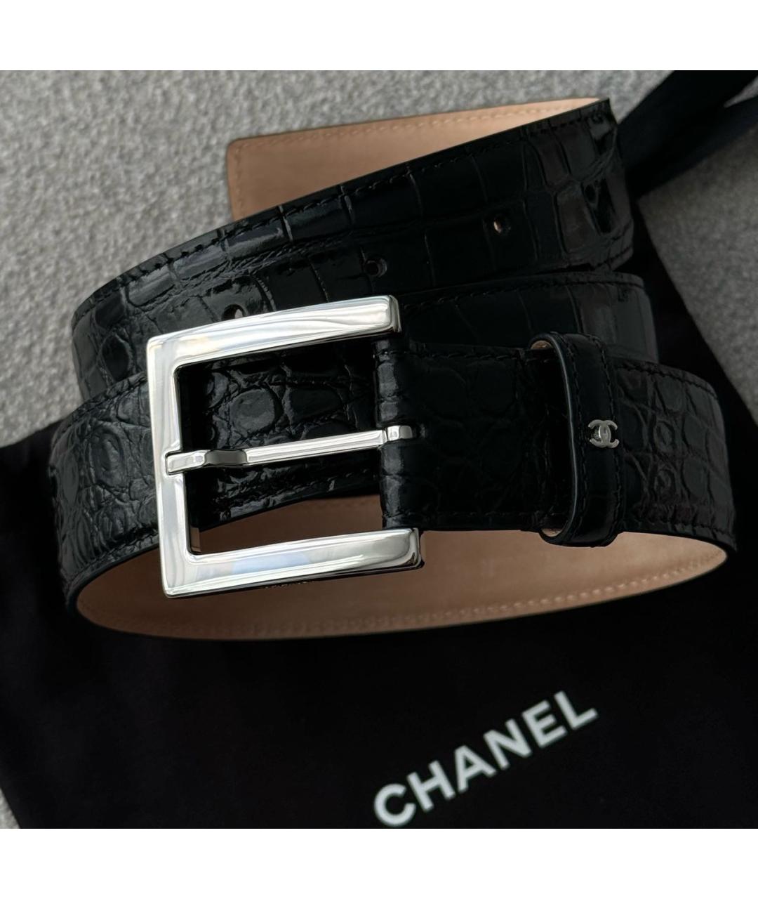 CHANEL Черный кожаный ремень, фото 4