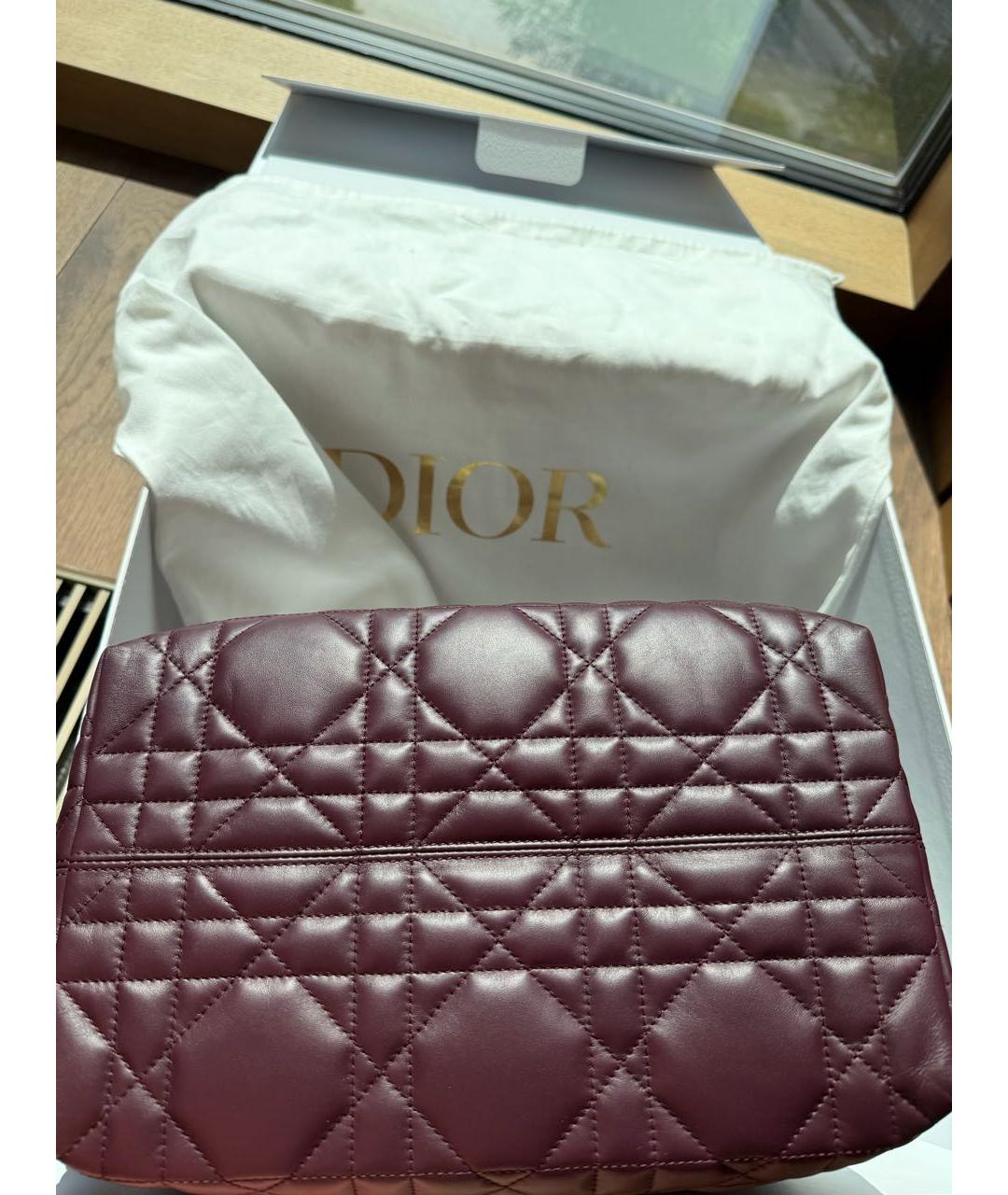 CHRISTIAN DIOR Бордовая кожаная сумка с короткими ручками, фото 7