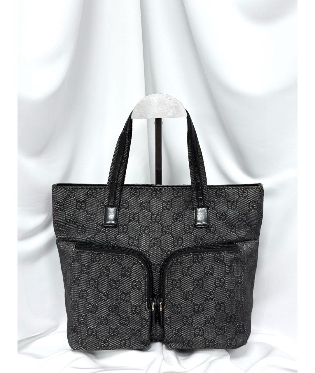 GUCCI Черная жаккардовая сумка с короткими ручками, фото 4