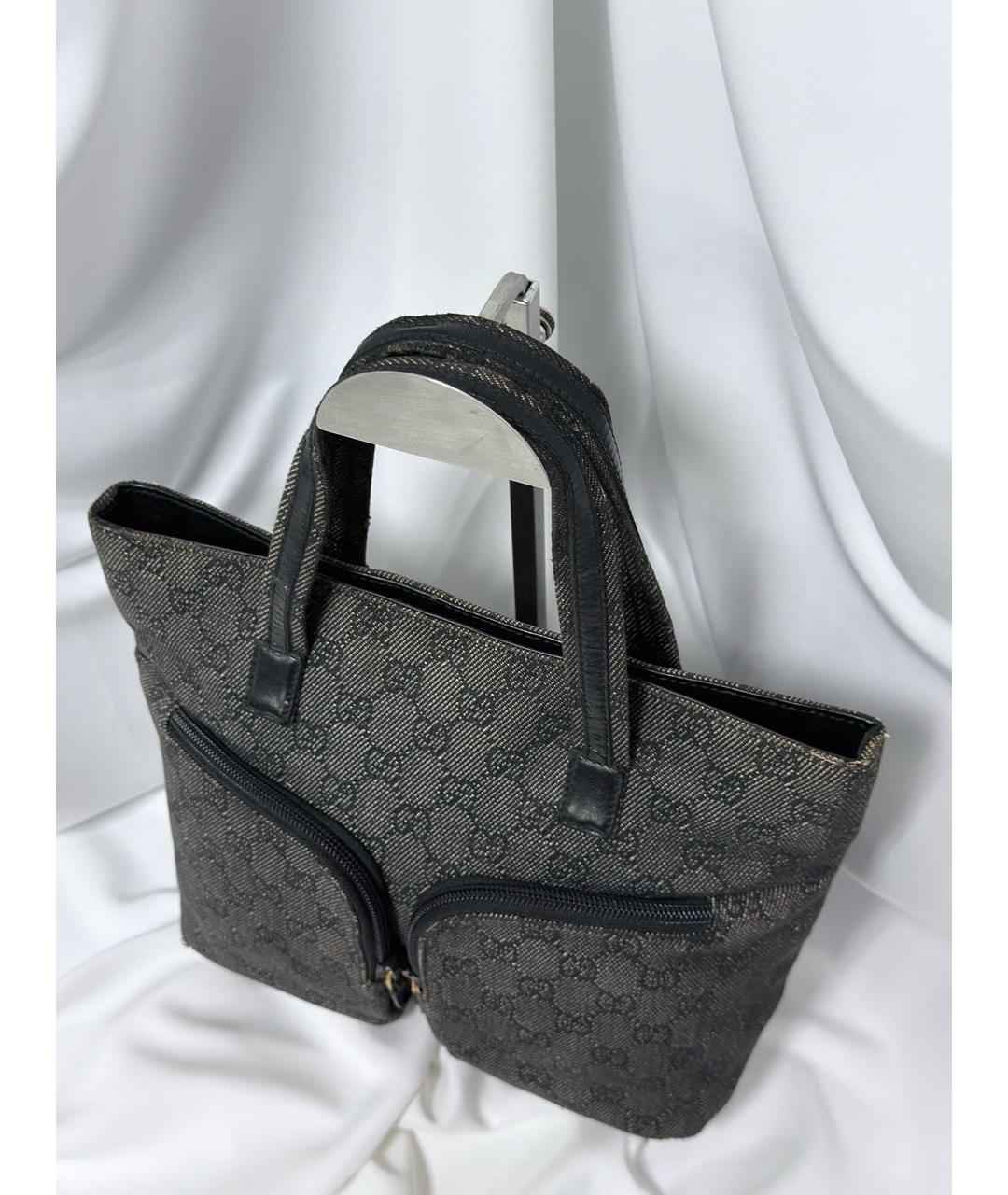 GUCCI Черная жаккардовая сумка с короткими ручками, фото 3