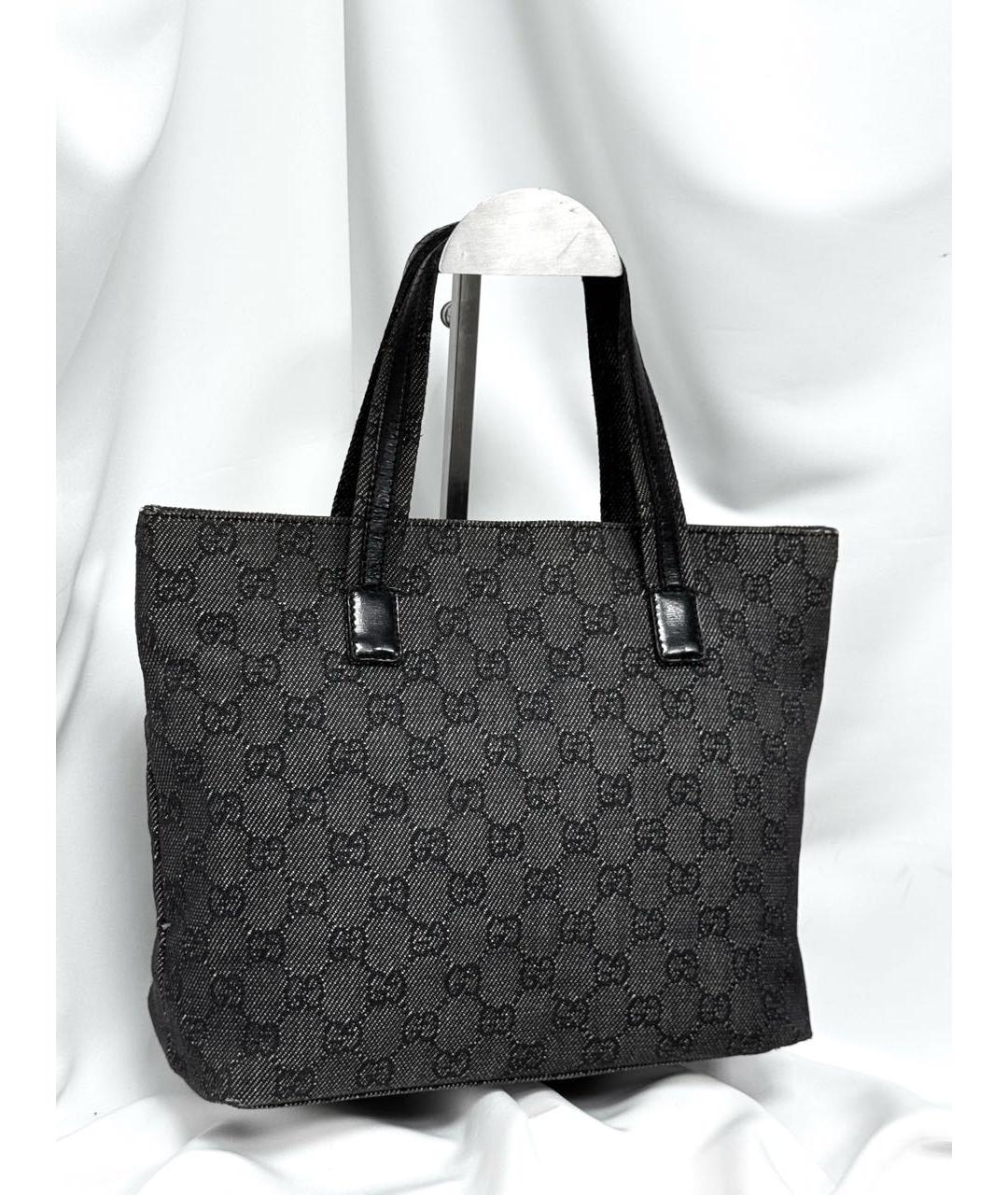 GUCCI Черная жаккардовая сумка с короткими ручками, фото 2