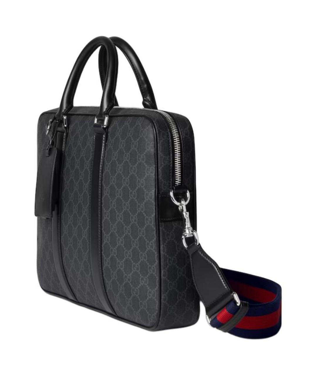 GUCCI Черный портфель из канвы, фото 2