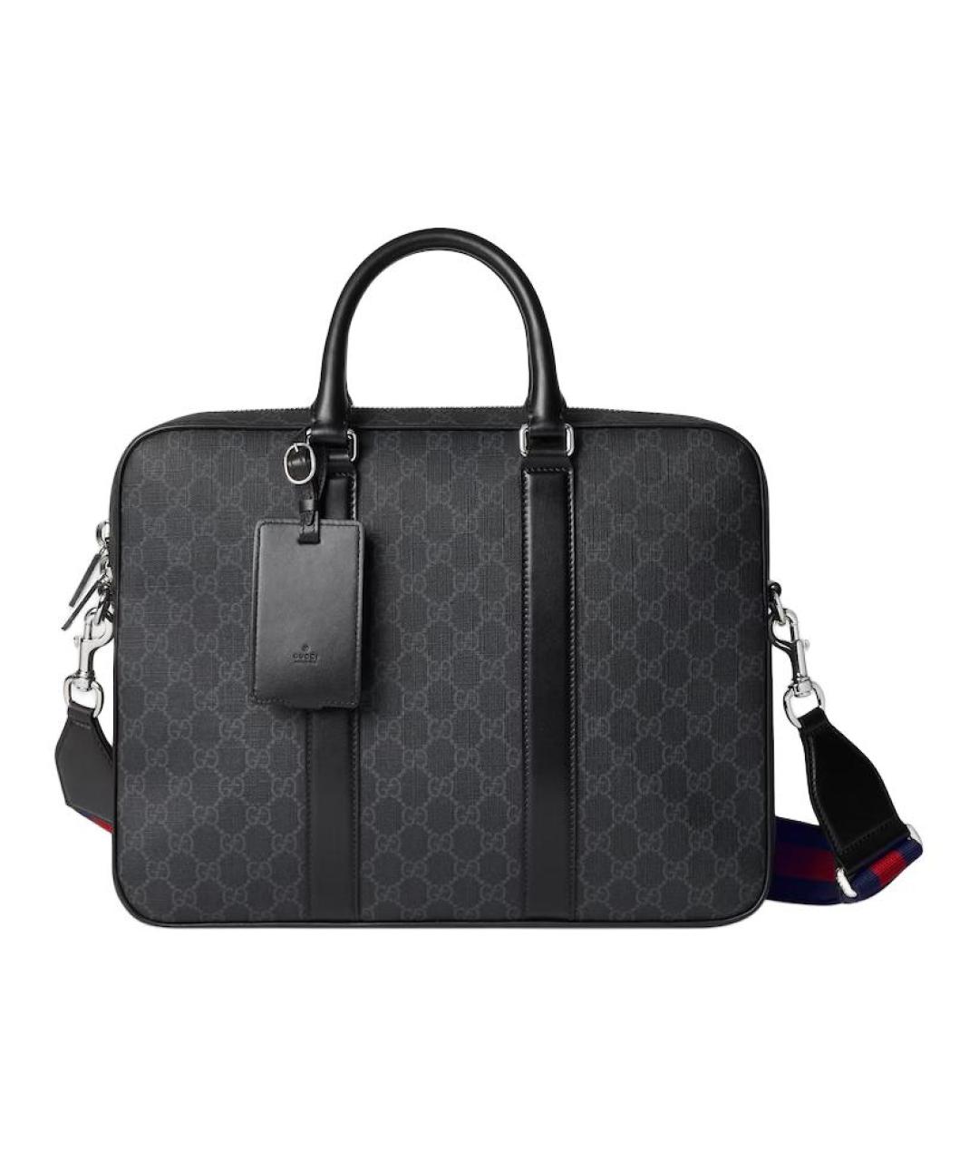 GUCCI Черный портфель из канвы, фото 1
