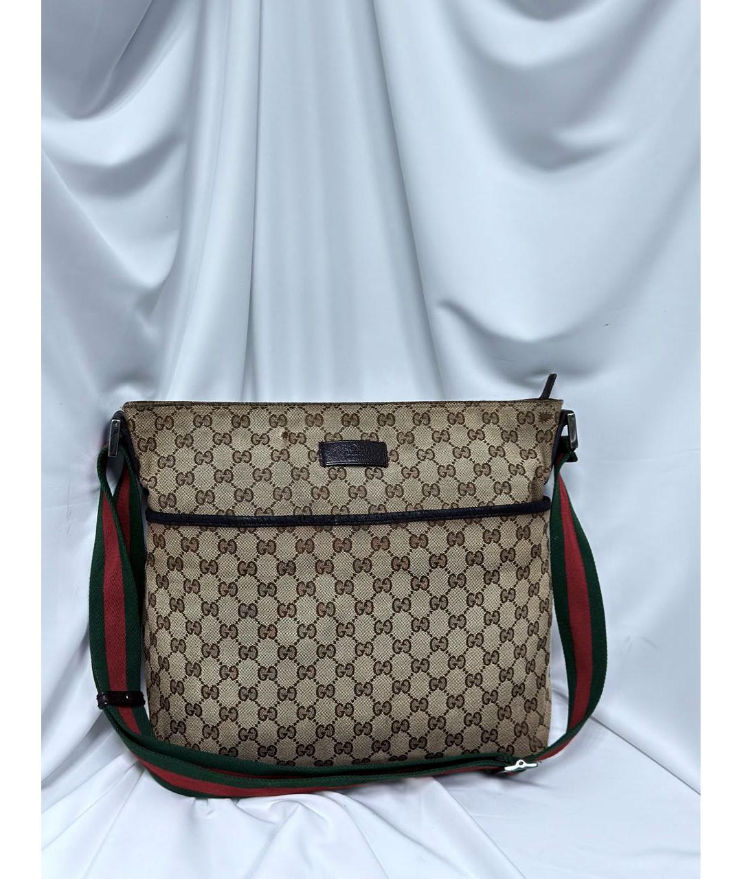 GUCCI Бежевая жаккардовая сумка на плечо, фото 3