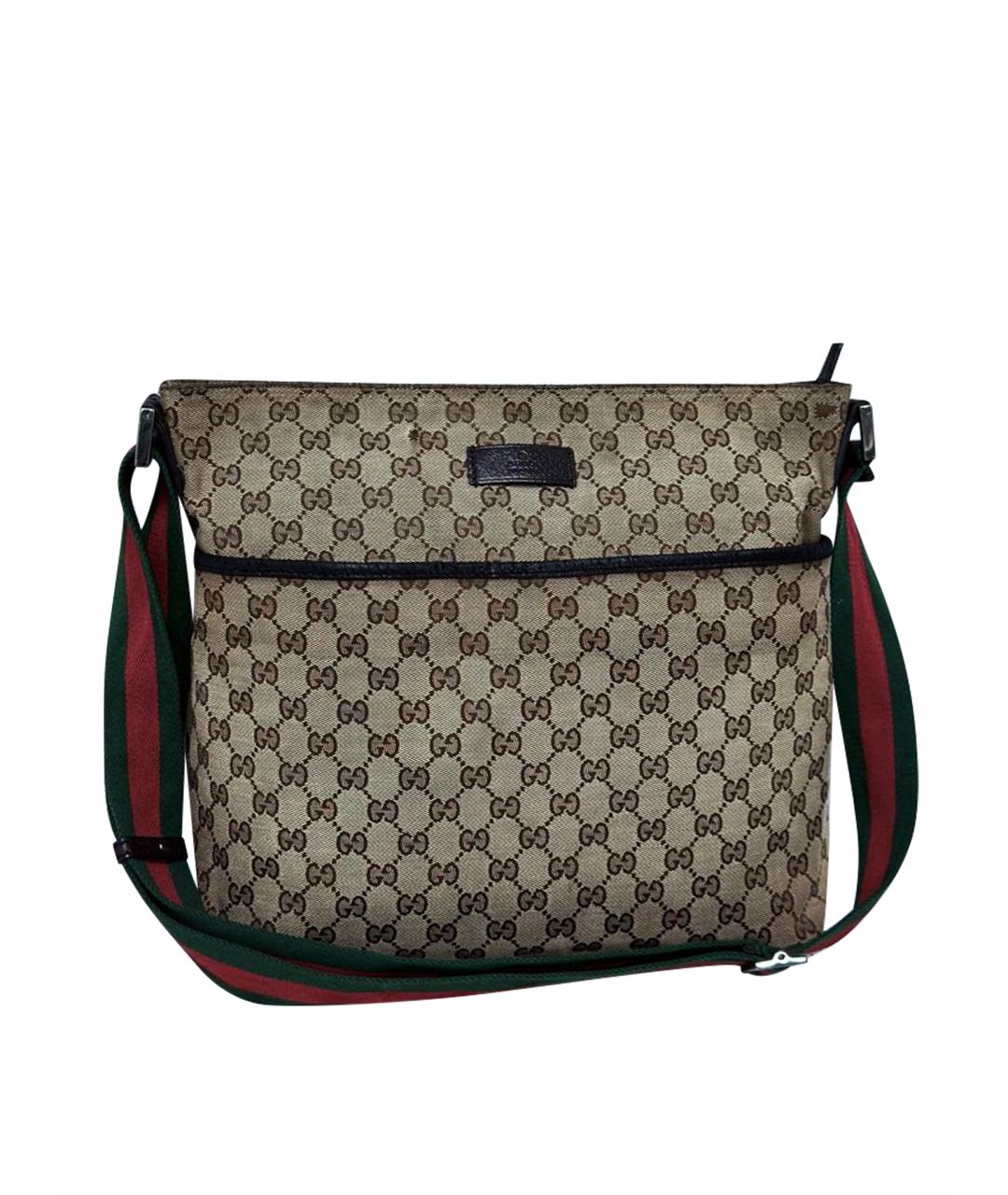 GUCCI Бежевая жаккардовая сумка на плечо, фото 1