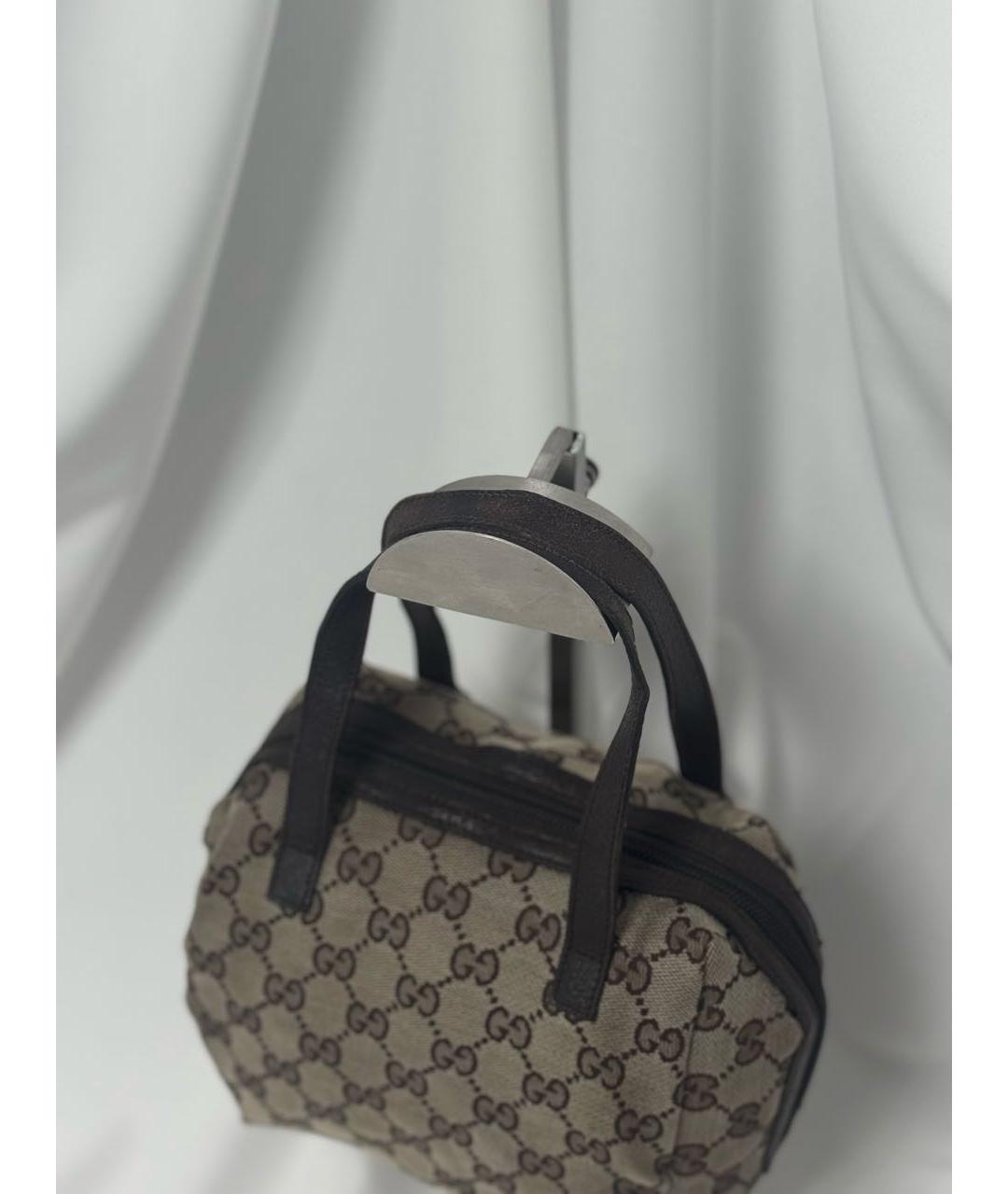 GUCCI Бежевая жаккардовая сумка с короткими ручками, фото 4