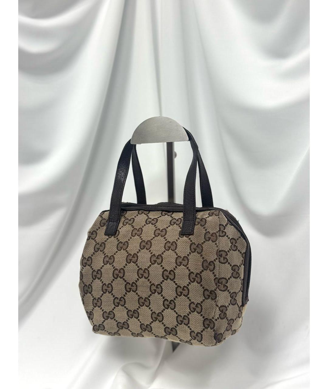 GUCCI Бежевая жаккардовая сумка с короткими ручками, фото 3
