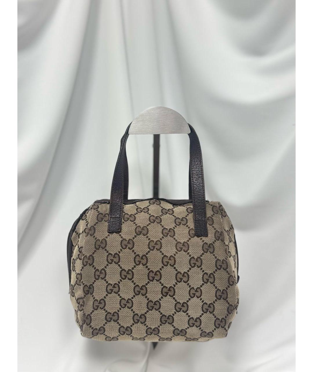 GUCCI Бежевая жаккардовая сумка с короткими ручками, фото 2