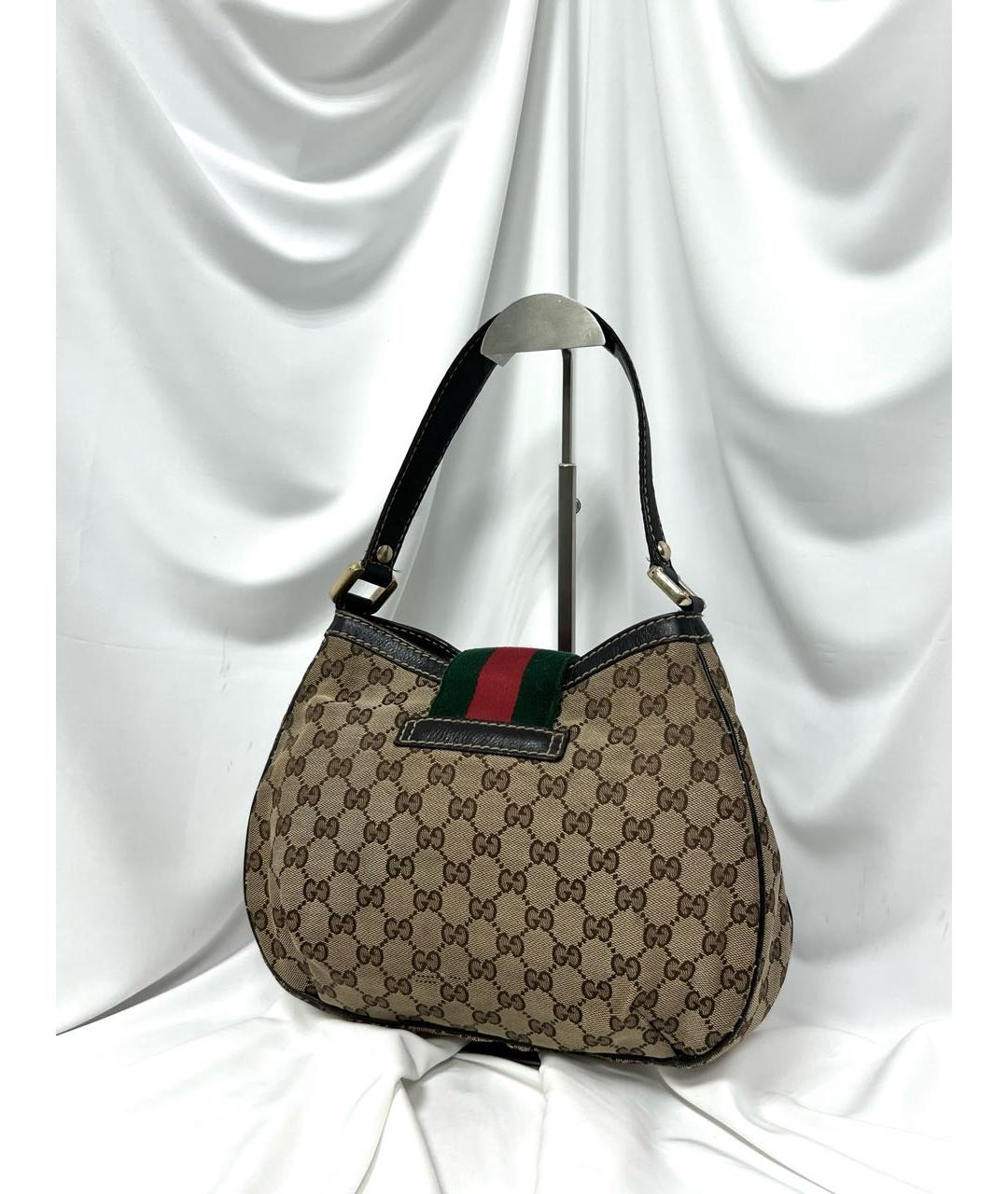 GUCCI Бежевая жаккардовая сумка с короткими ручками, фото 2