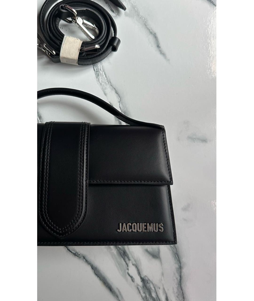 JACQUEMUS Черная кожаная сумка через плечо, фото 4