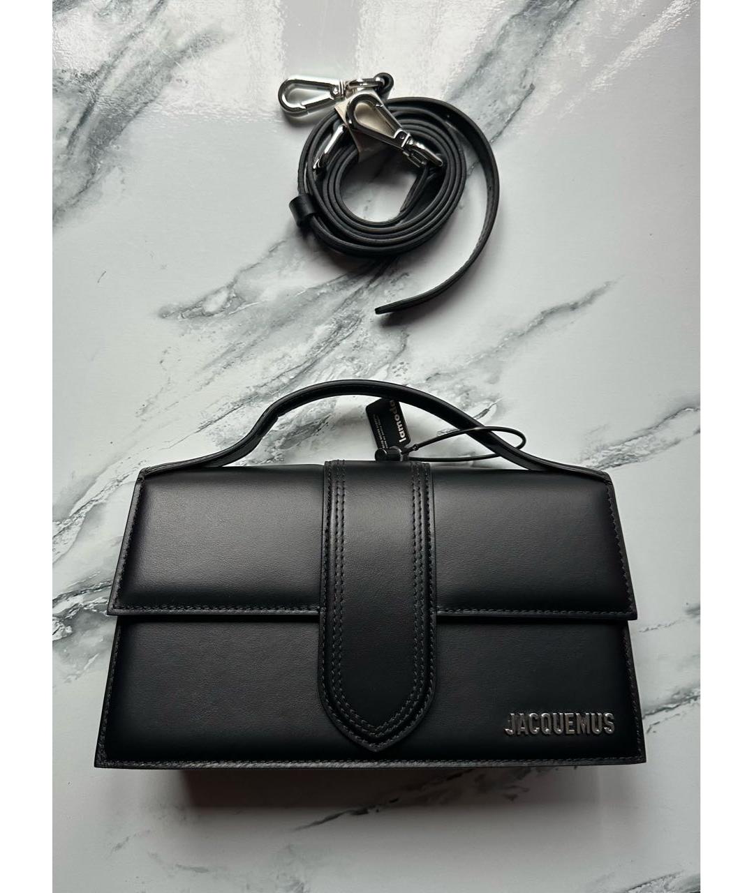 JACQUEMUS Черная кожаная сумка через плечо, фото 3