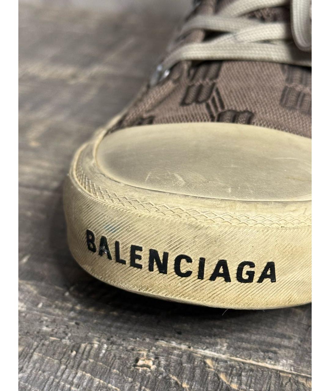 BALENCIAGA Коричневые текстильные кеды, фото 6