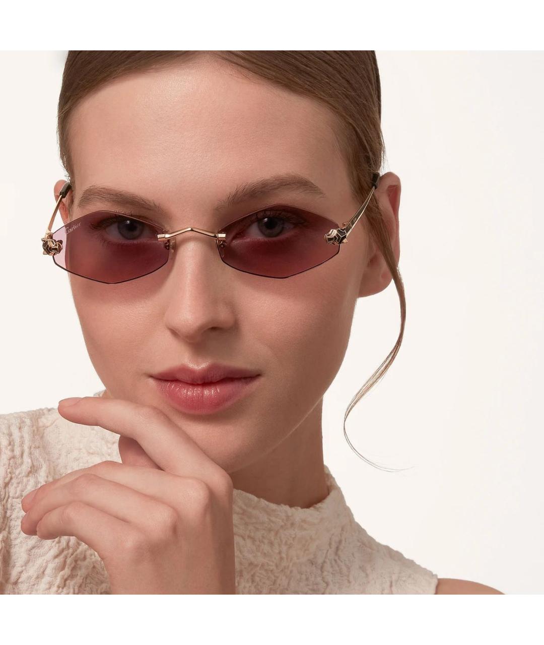 CARTIER Фиолетовые металлические солнцезащитные очки, фото 5