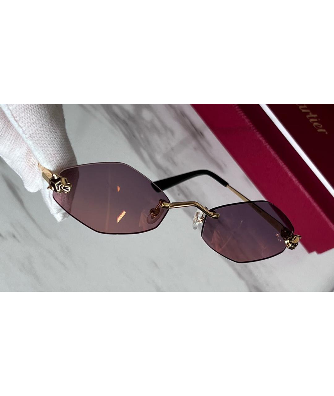CARTIER Фиолетовые металлические солнцезащитные очки, фото 6