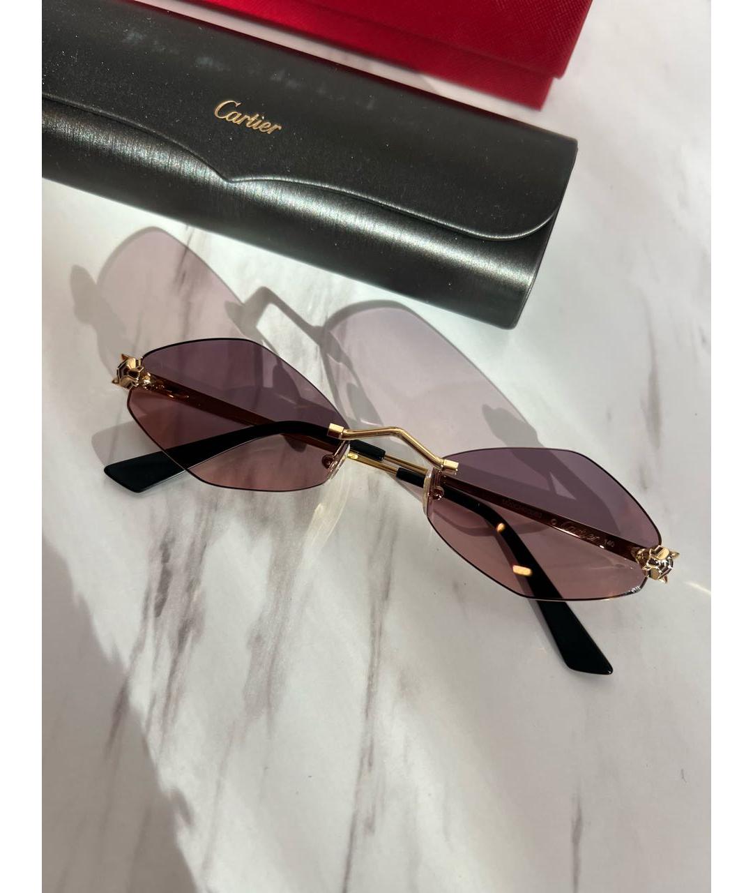 CARTIER Фиолетовые металлические солнцезащитные очки, фото 8