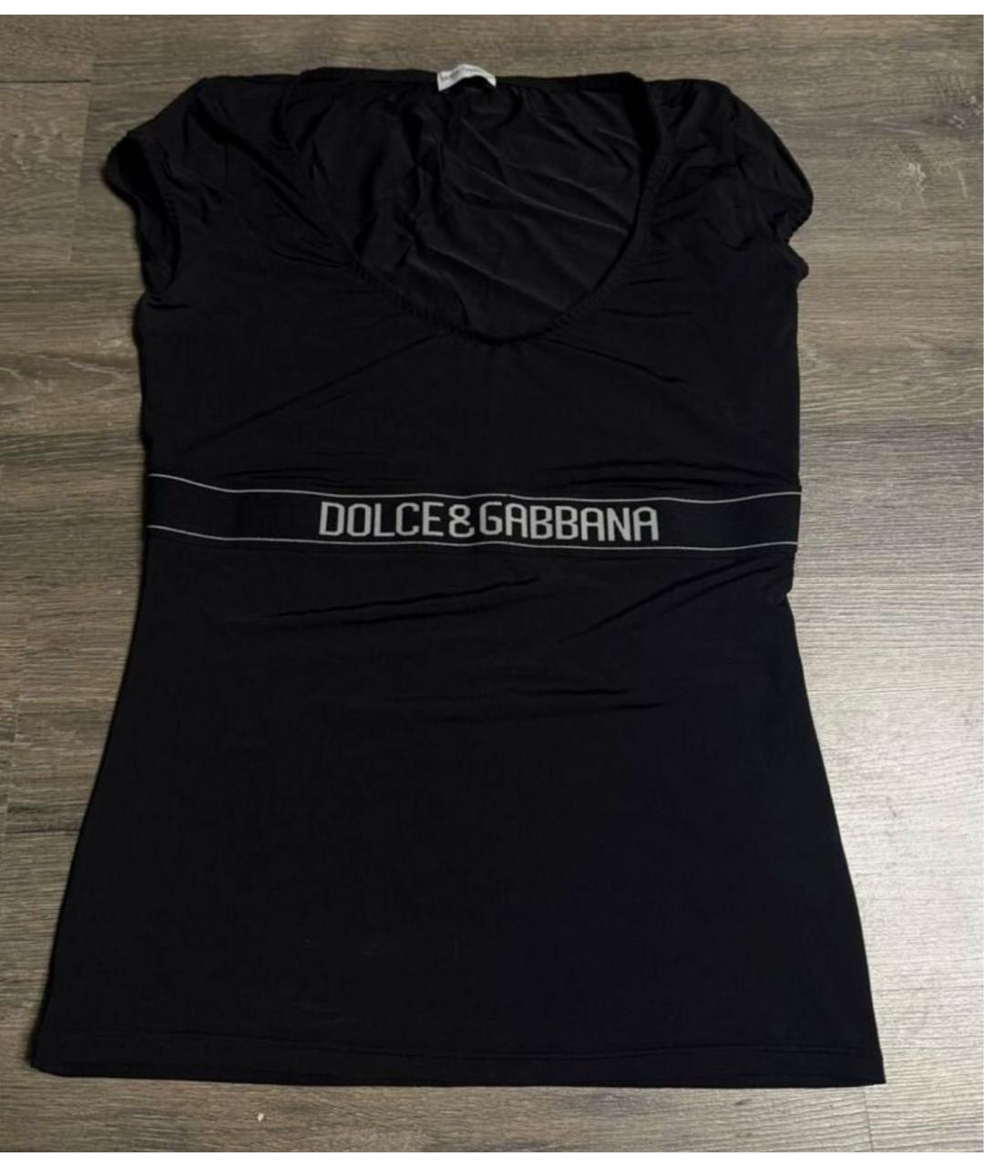 DOLCE&GABBANA Черная синтетическая футболка, фото 5