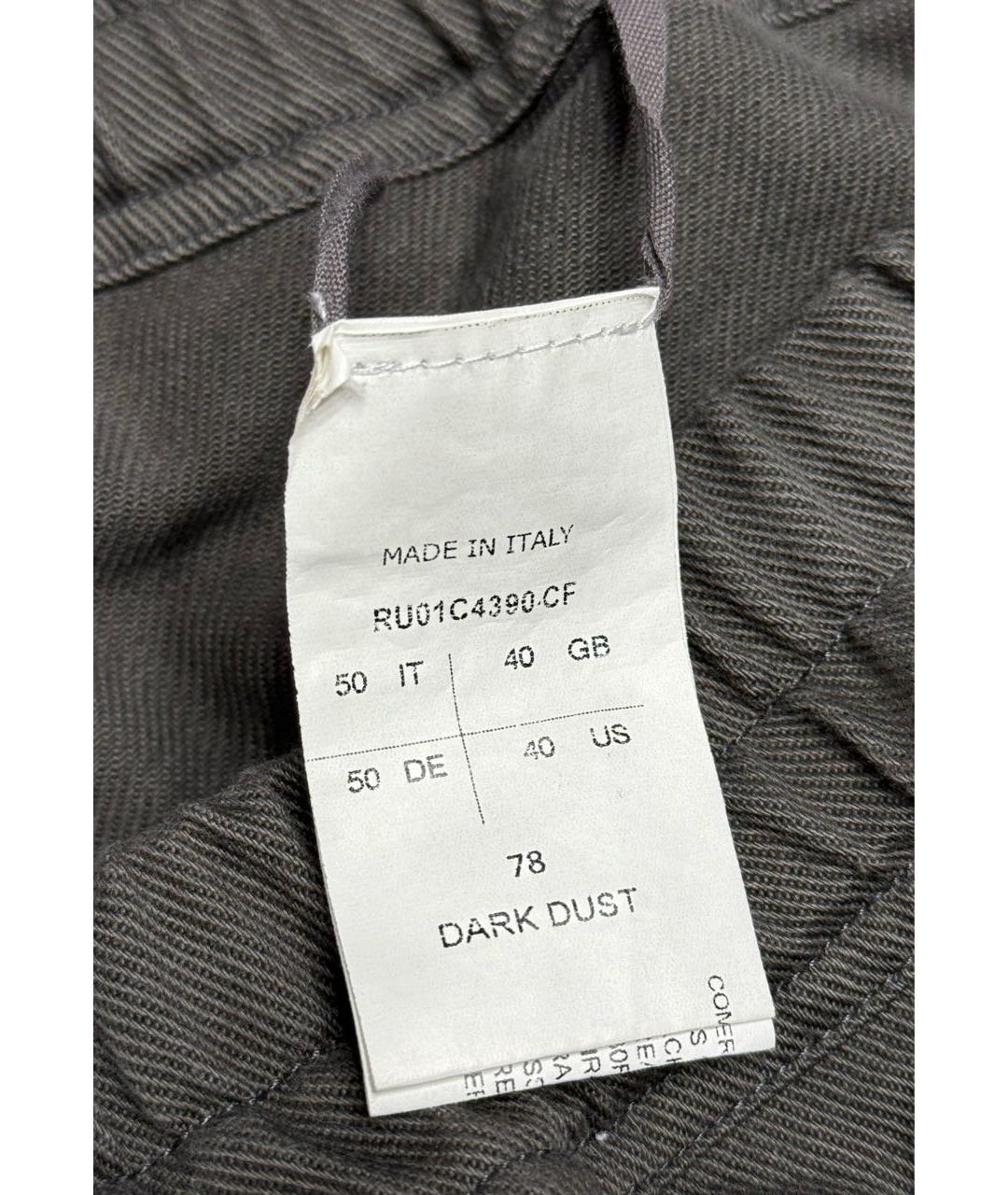 RICK OWENS Коричневые хлопковые повседневные брюки, фото 4