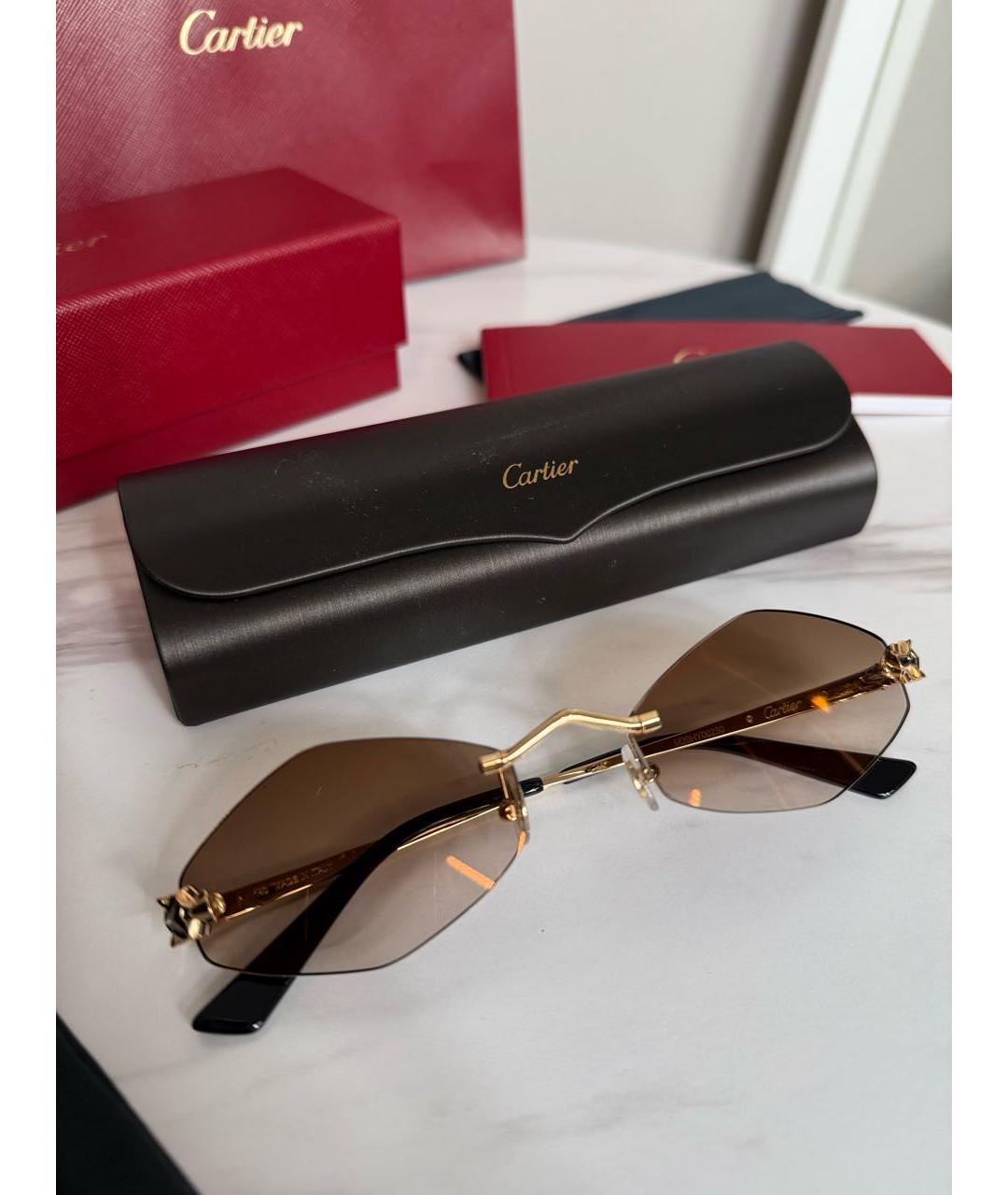 CARTIER Коричневые металлические солнцезащитные очки, фото 5
