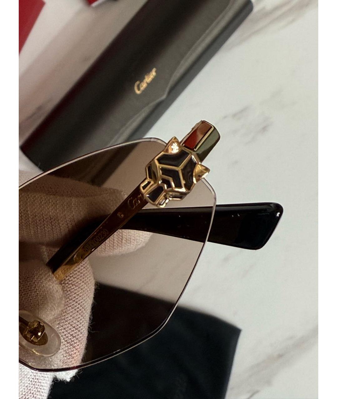 CARTIER Коричневые металлические солнцезащитные очки, фото 3