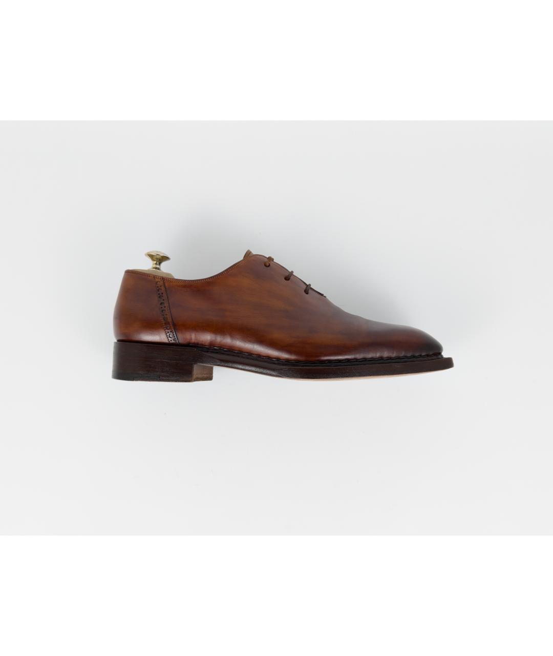 SANTONI Коричневые кожаные туфли, фото 10