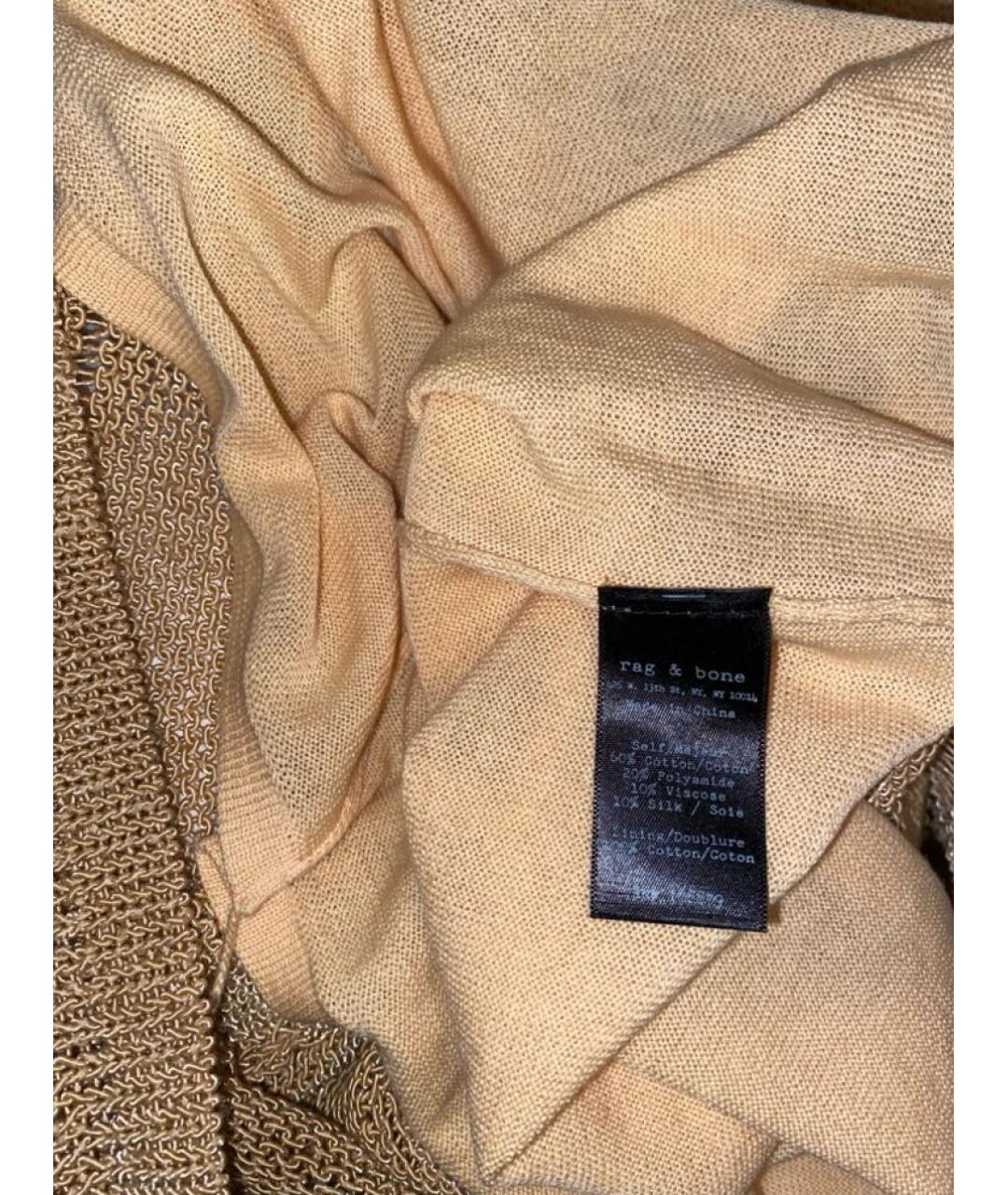 RAG & BONE Золотое хлопковое коктейльное платье, фото 4