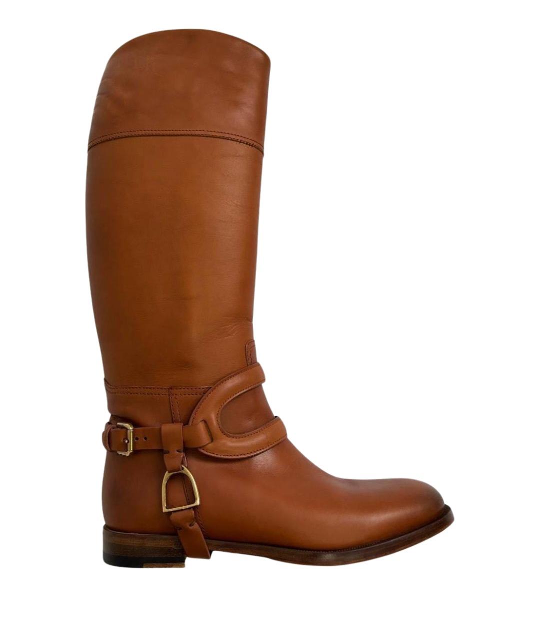 RALPH LAUREN Коричневые кожаные сапоги, фото 1